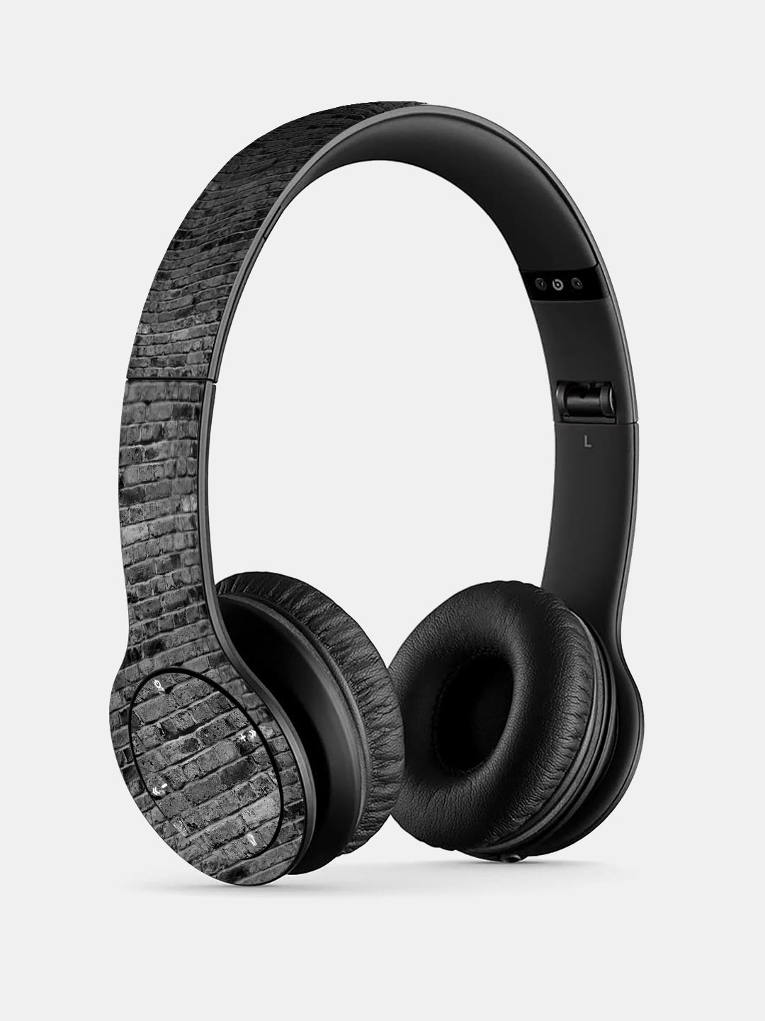 

macmerise Black Printed Bricks Black P47 Bluetooth Wireless On-Ear Headphones with Mic