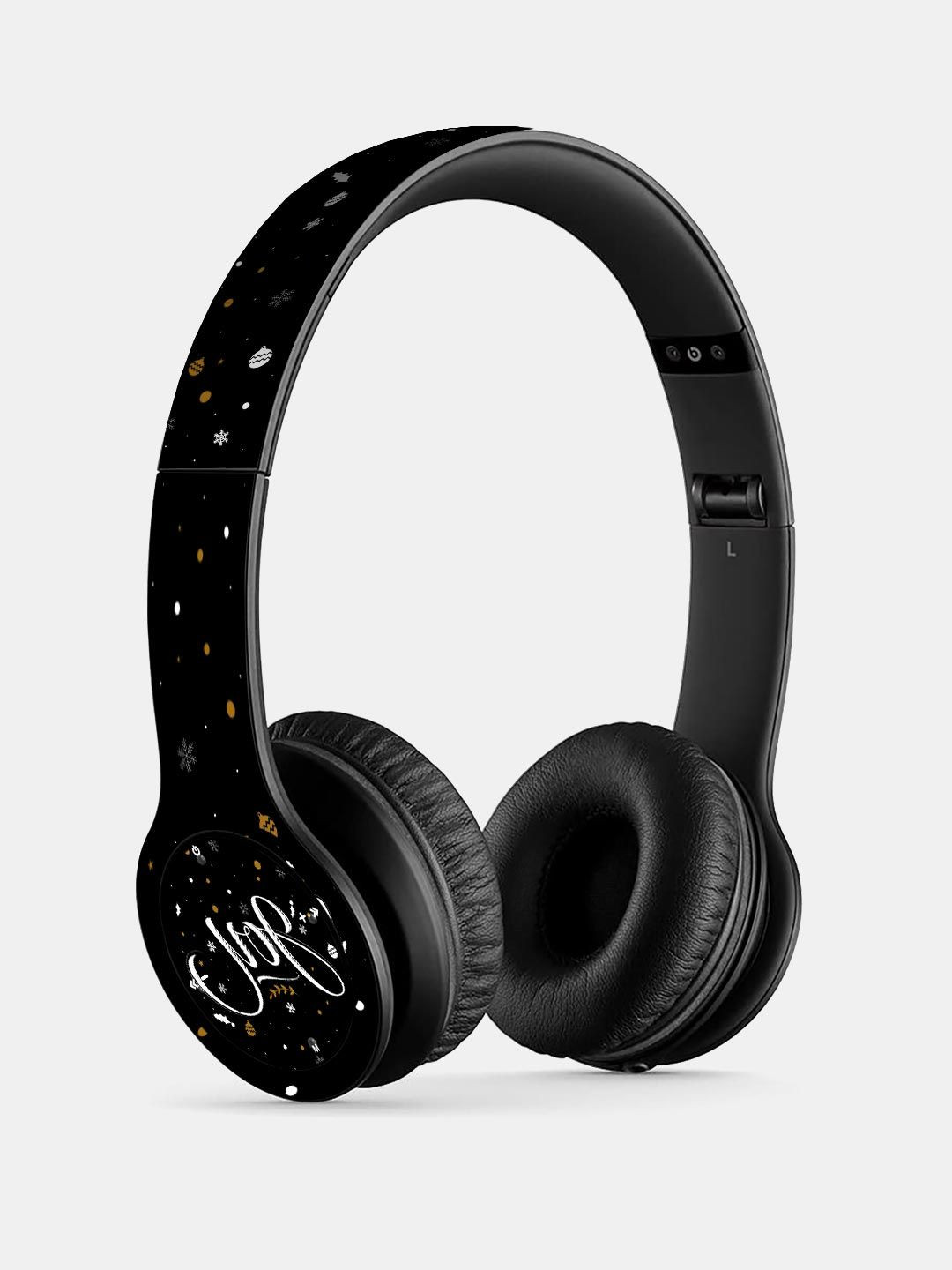 

macmerise Black Printed Christmas Joy P47 Bluetooth Wireless On-Ear Headphones