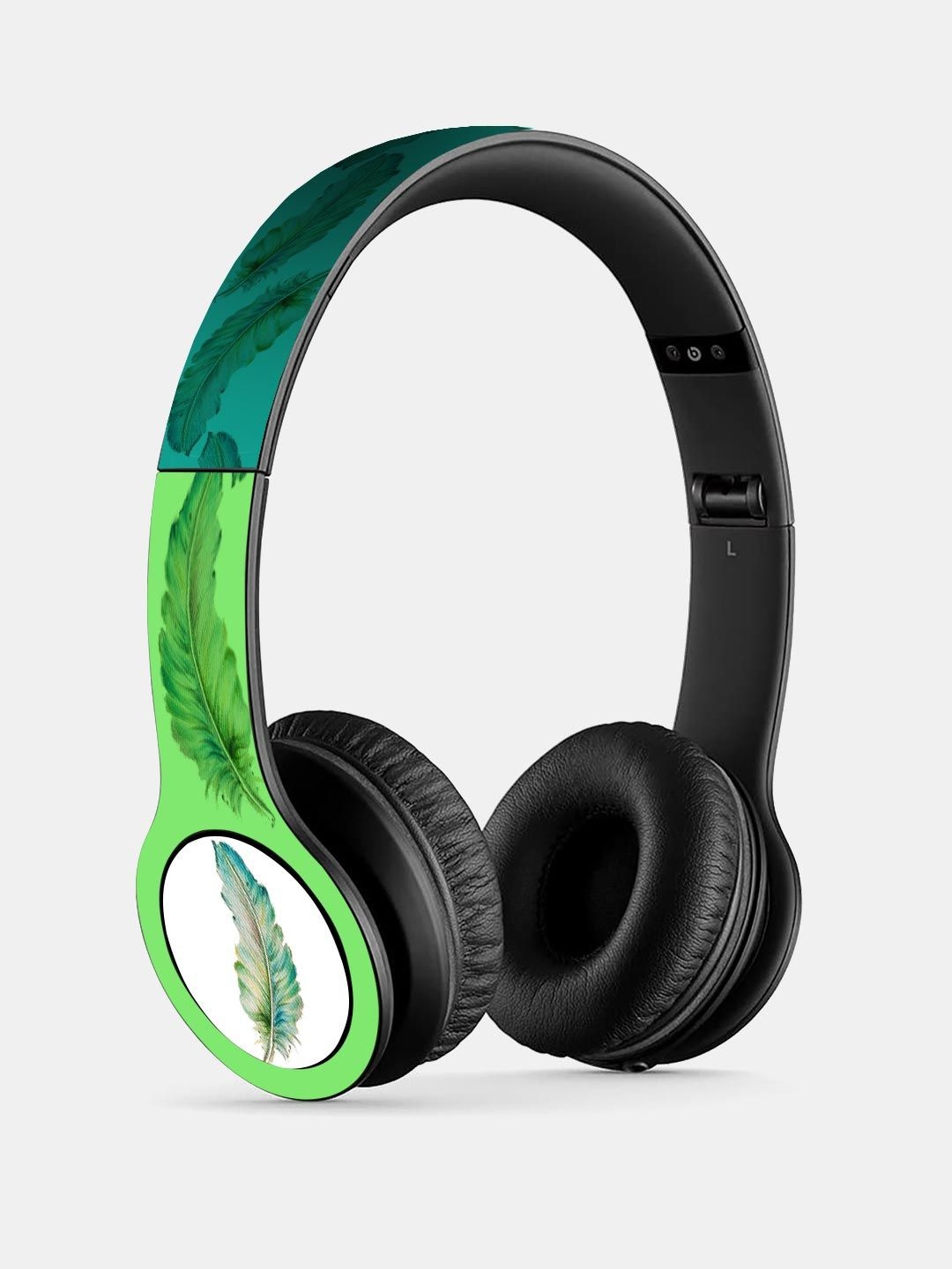 

macmerise Black Printed SK Feather Art P47 Bluetooth Wireless On-Ear Headphones
