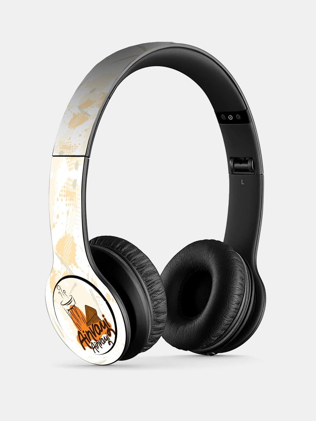 

macmerise White & Beige Printed P47 Bluetooth Wireless On-Ear Headphones With Mic