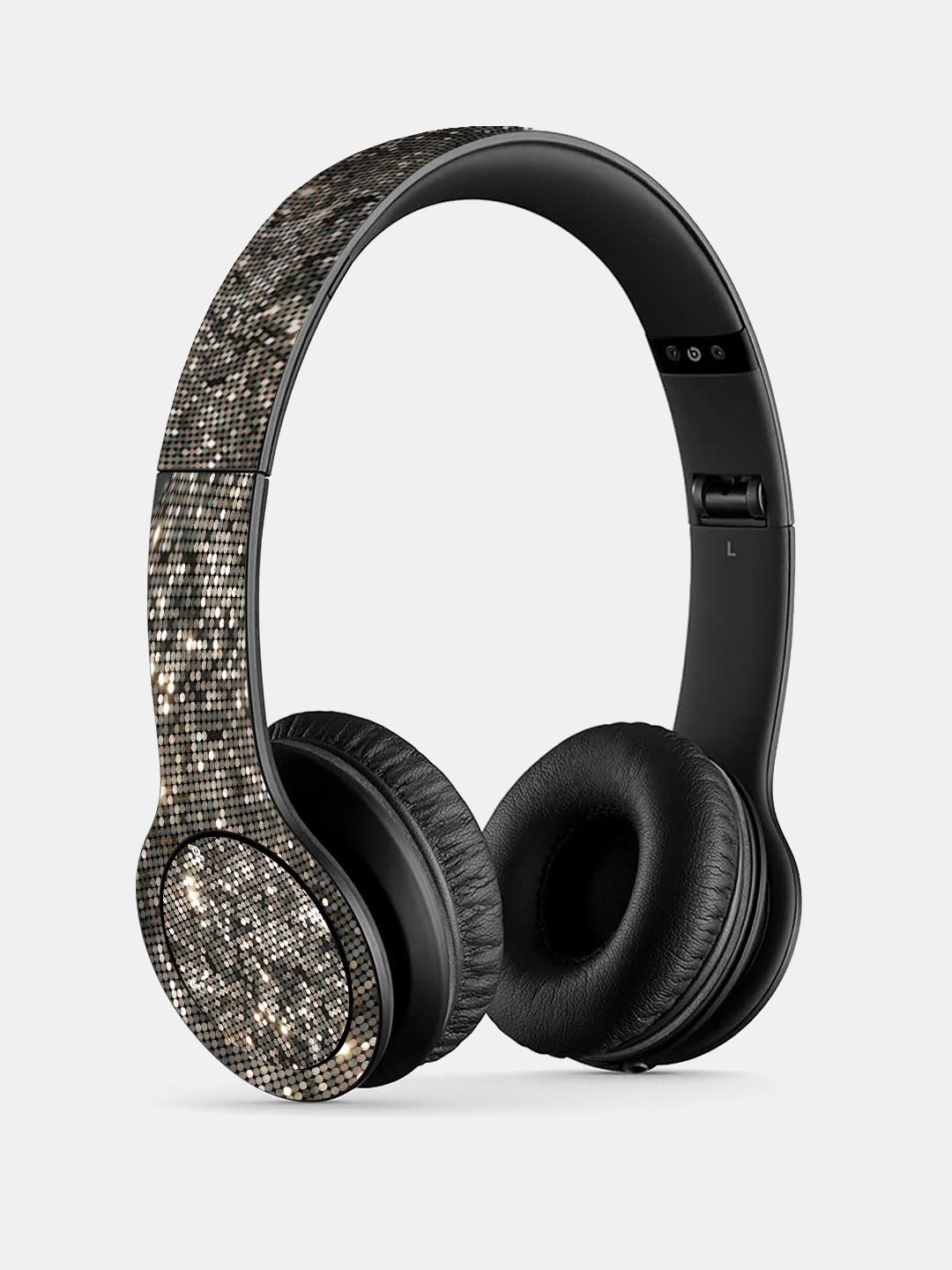 

macmerise Gold-Toned Printed Bling it On P47 Bluetooth Wireless On-Ear Headphones With Mic