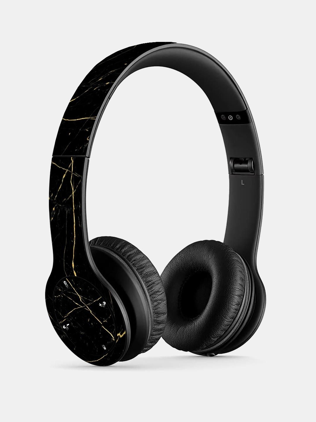 

macmerise Black & Yellow Printed Marble P47 Bluetooth Wireless On-Ear Headphones With Mic