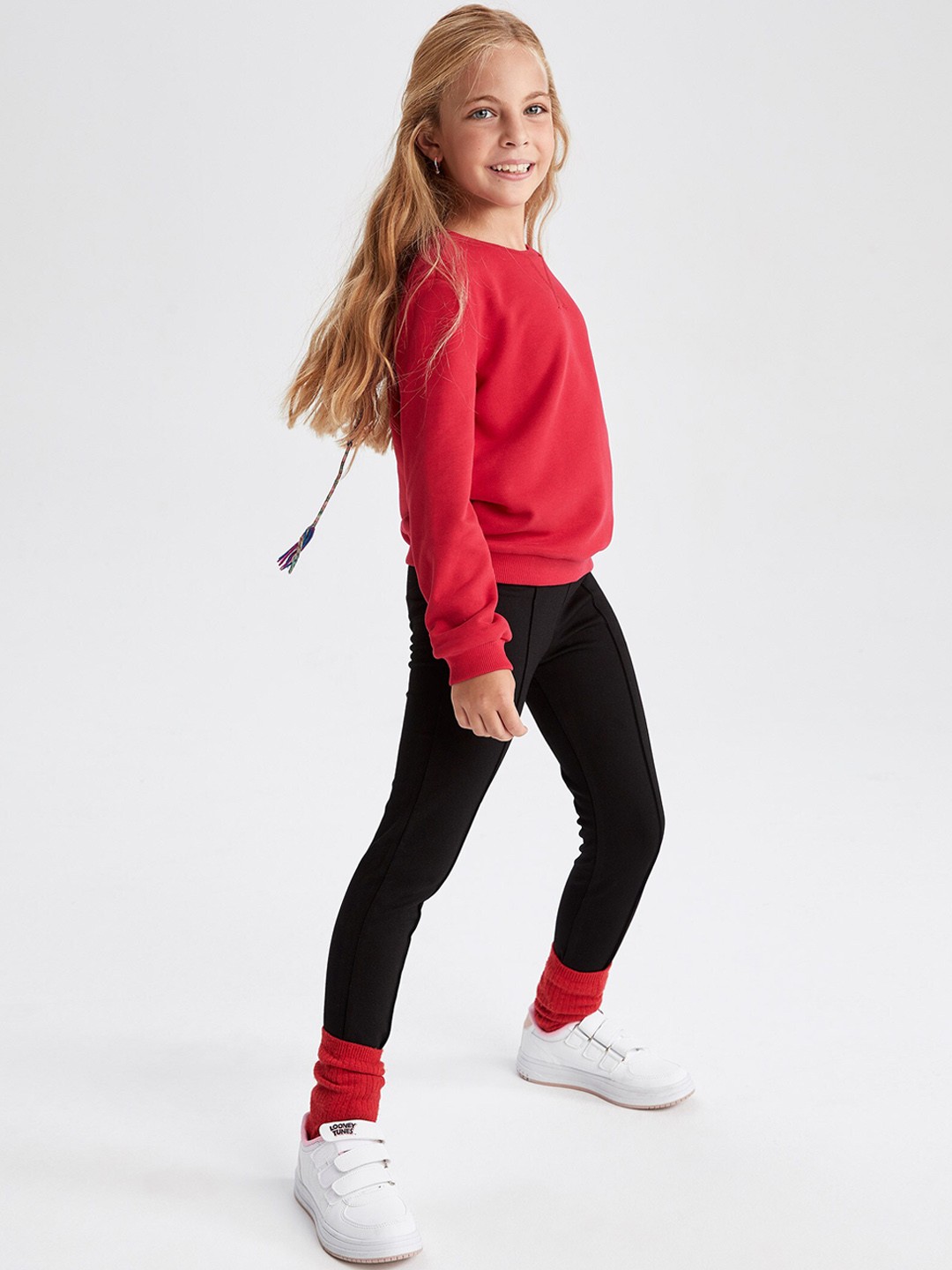 

DeFacto Girls Black Solid Ankle Length Leggings