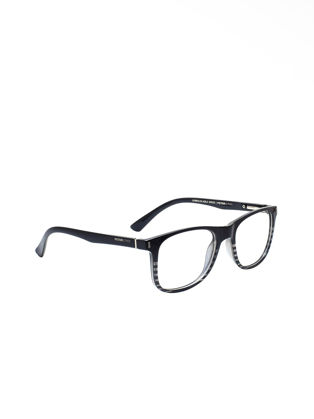 

Peter Jones Eyewear Unisex Grey & Black Striped Full Rim Square Frame X108GR