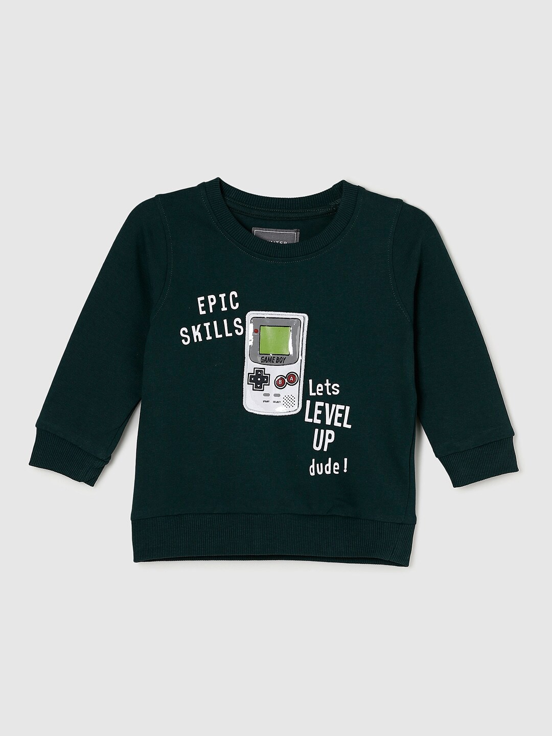 

max Boys Green Printed Cotton Sweatshirt