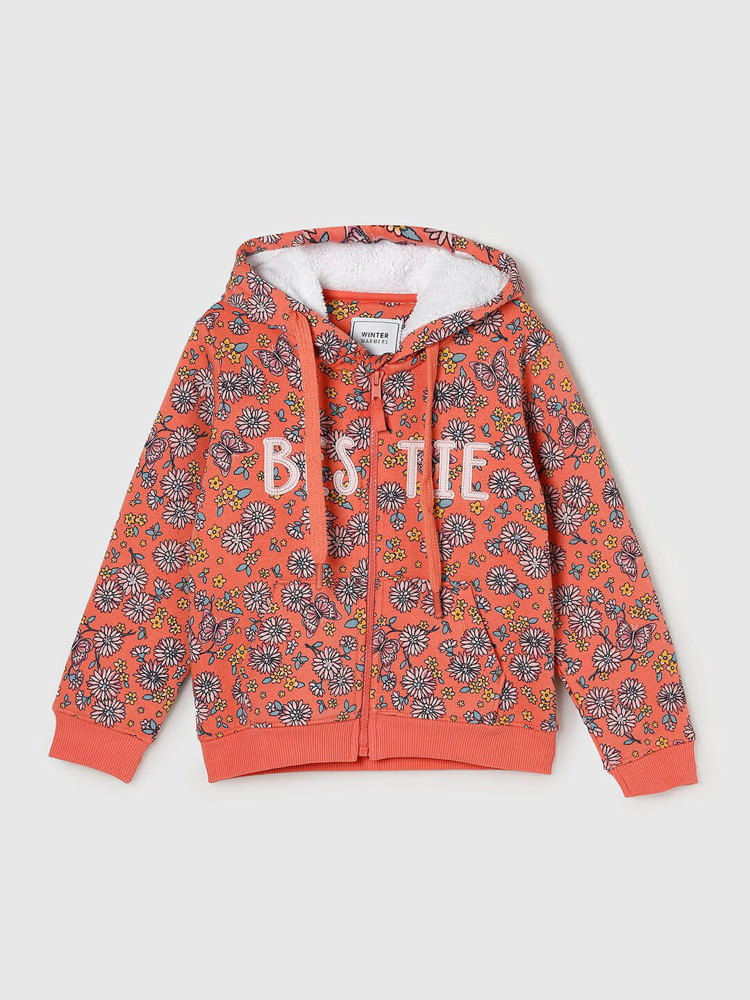 

max Girls Orange Printed Hooded Sweatshirt