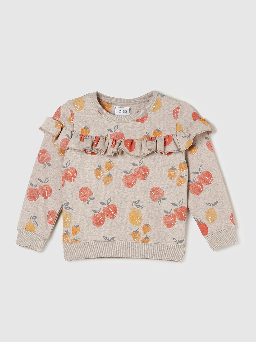 

max Girls Beige Cotton Printed Sweatshirt