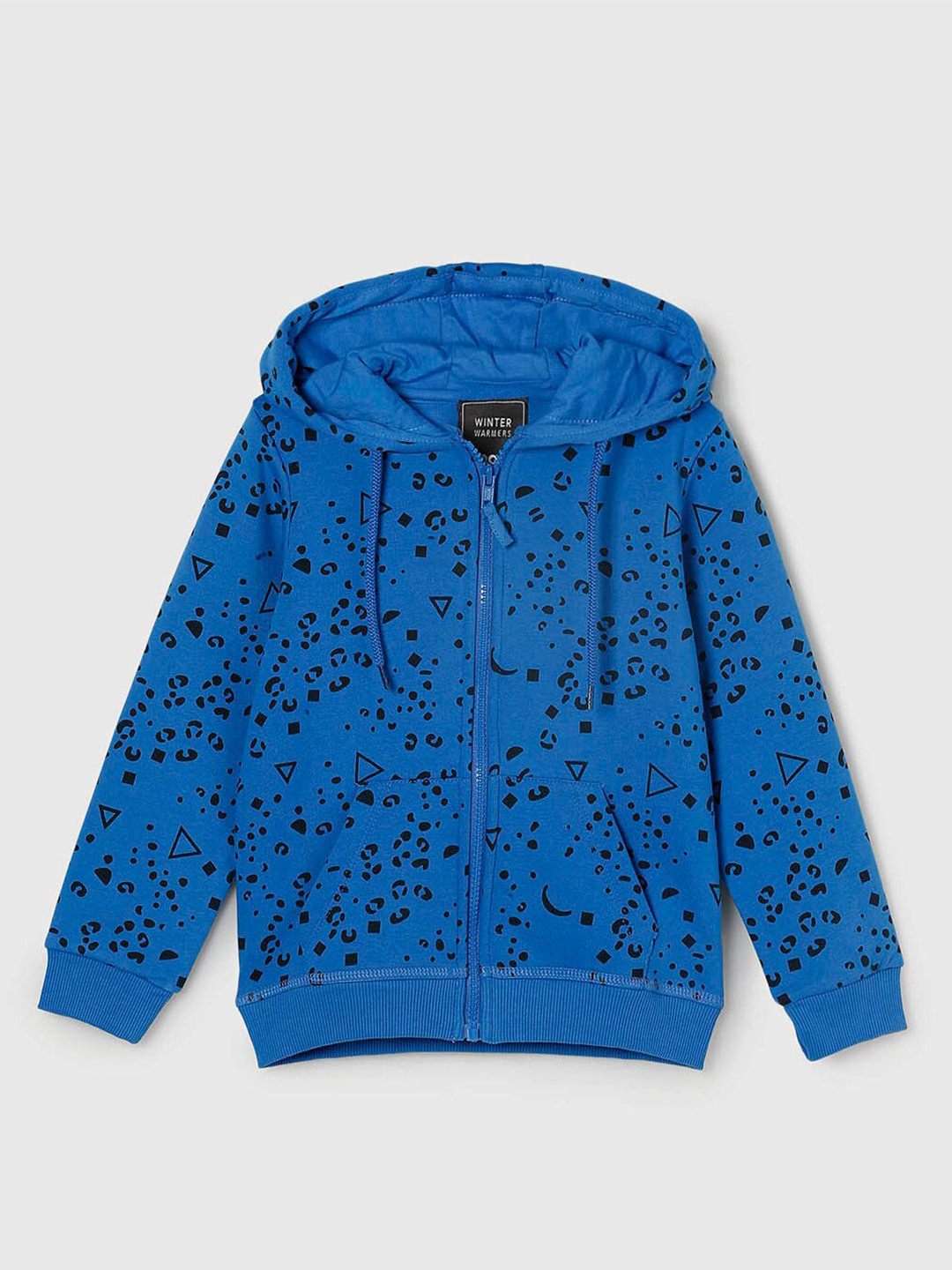 

max Boys Blue Printed Hooded Sweatshirt