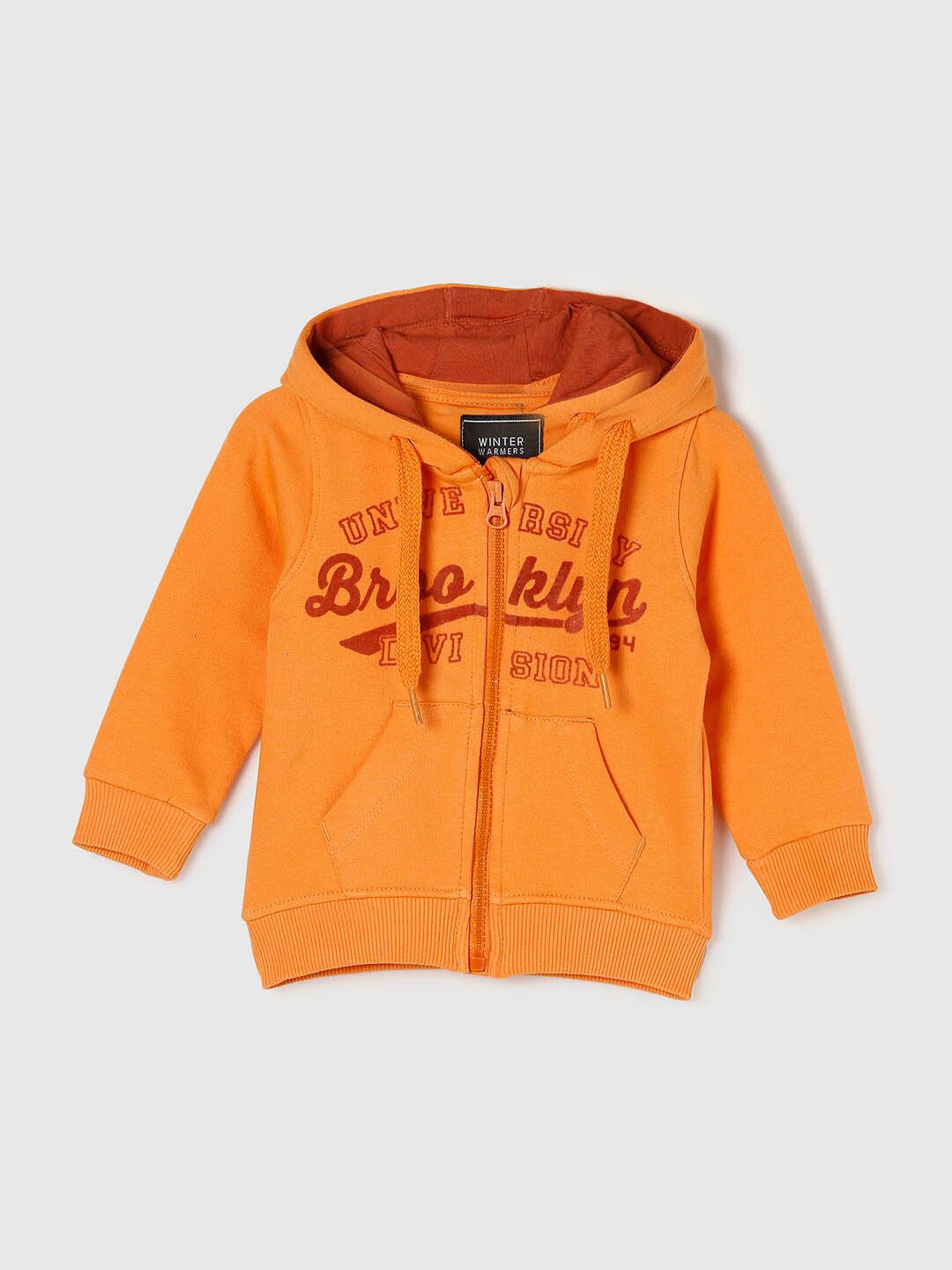 

max Boys Orange Printed Hooded Sweatshirt