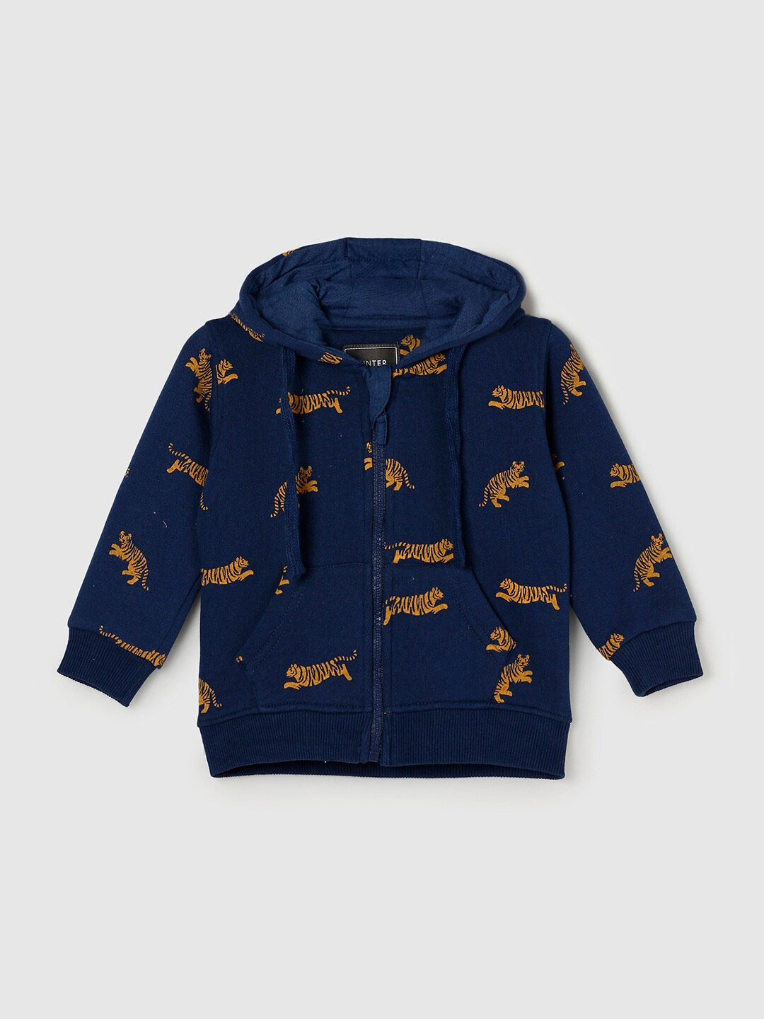 

max Boys Navy Blue Printed Hooded Cotton Sweatshirt