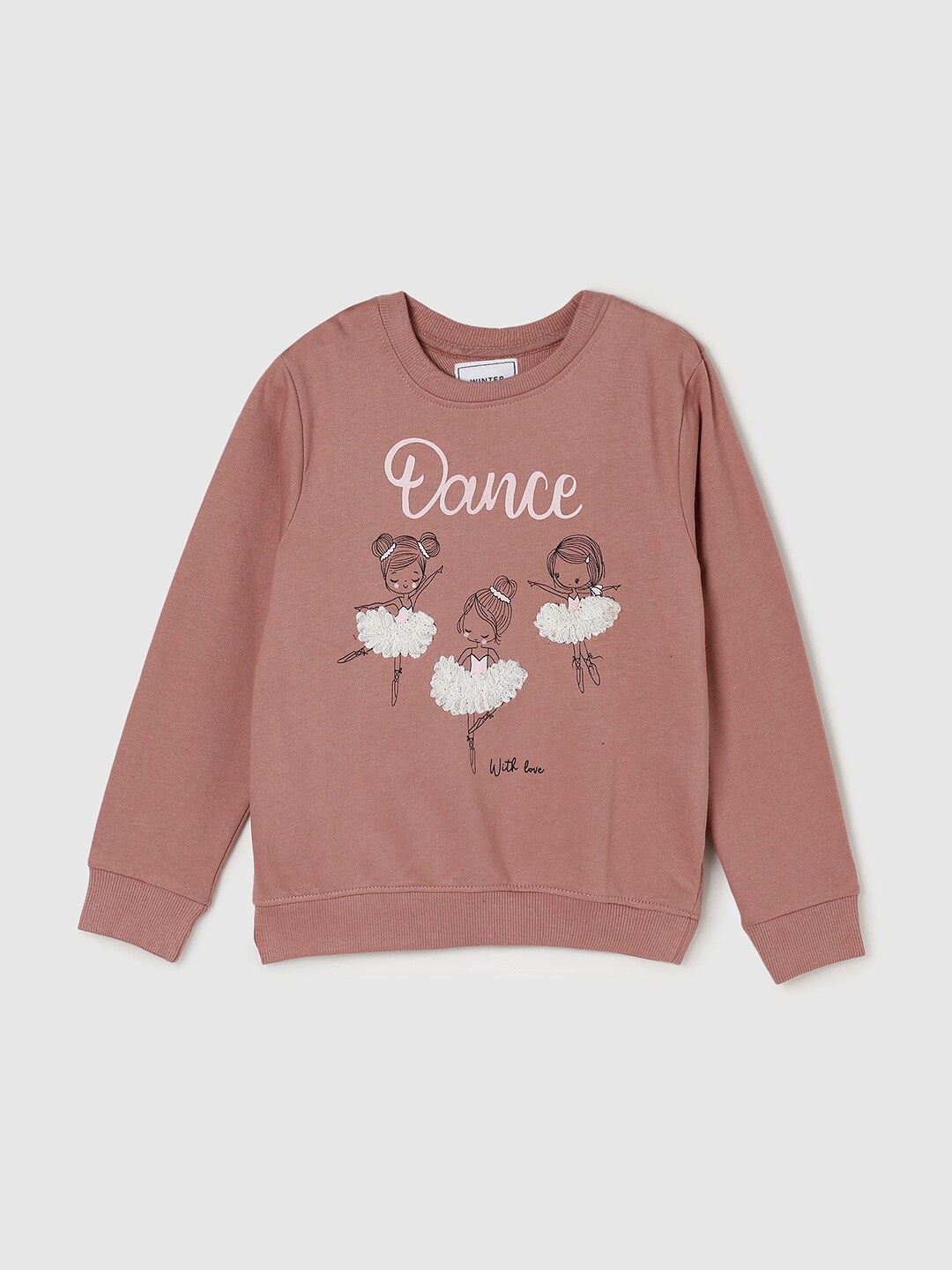 

max Girls Peach Printed Pure Cotton Sweatshirt