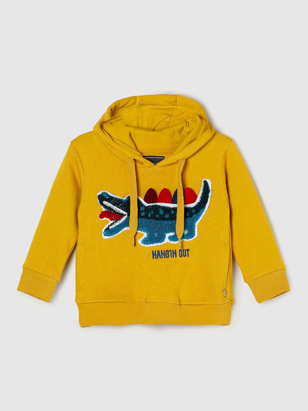 

max Boys Yellow Printed Hooded Sweatshirt