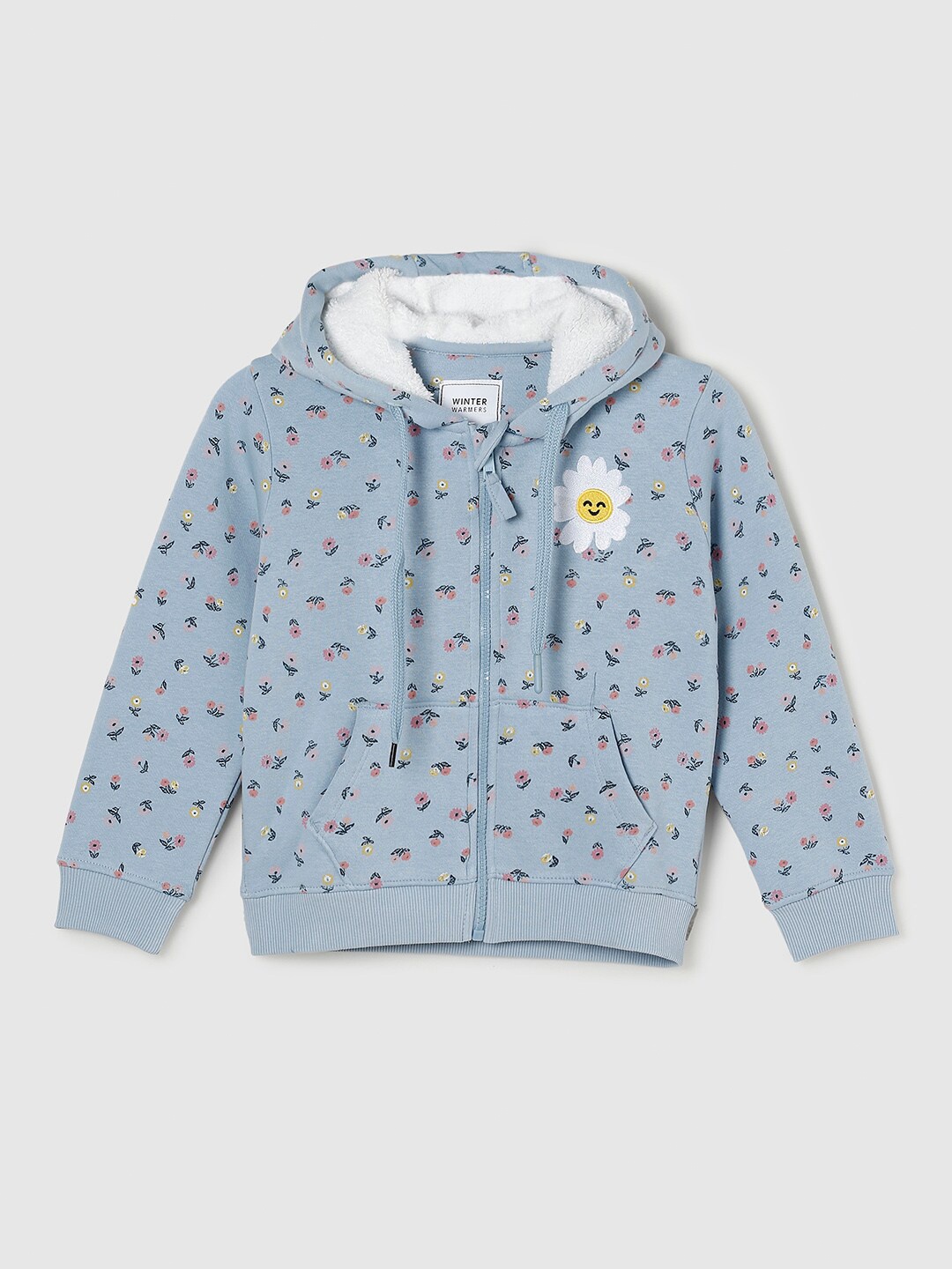 

max Girls Blue Printed Cotton Sweatshirt