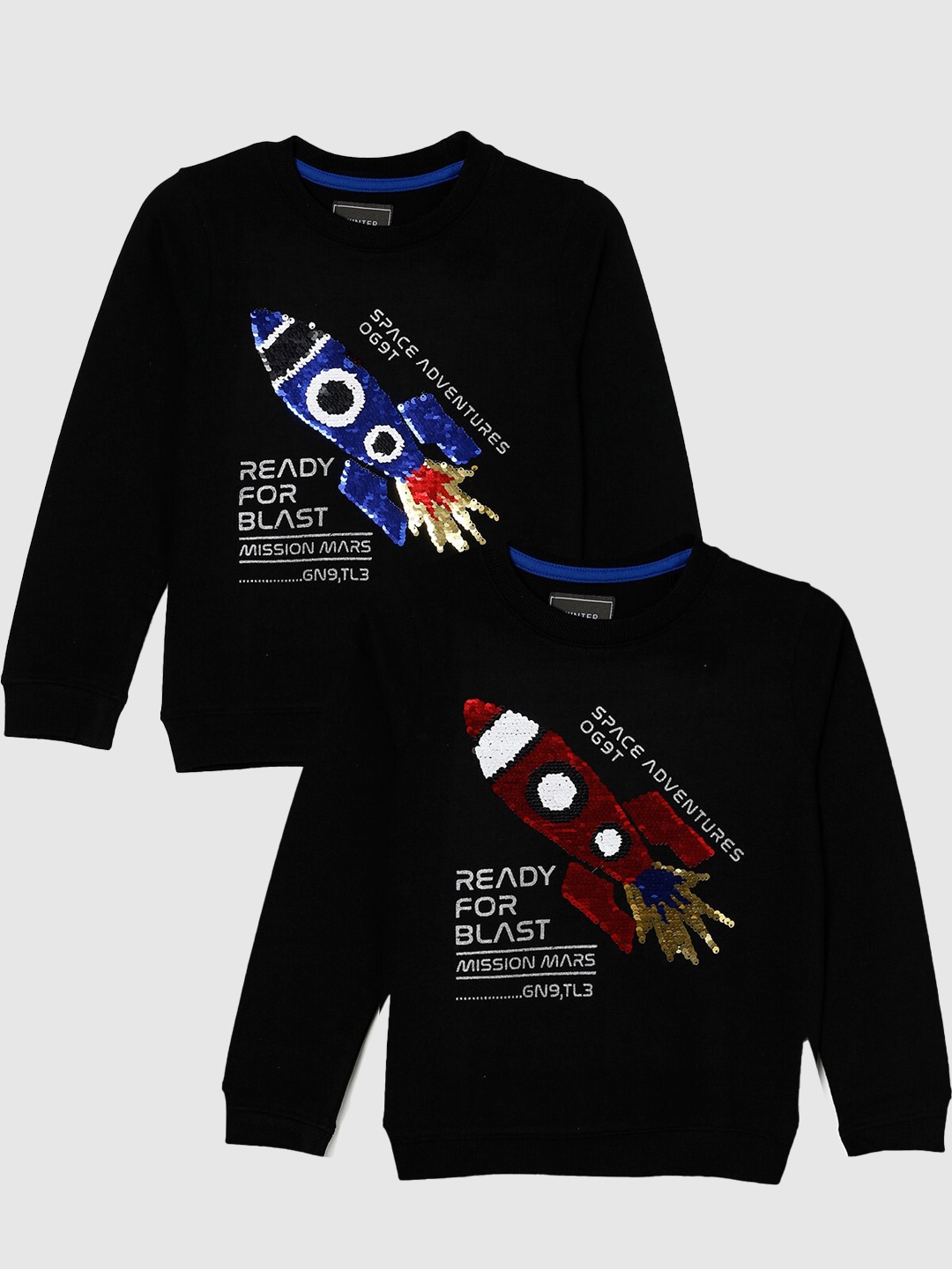 

max Boys Black Embellished Cotton Sweatshirt