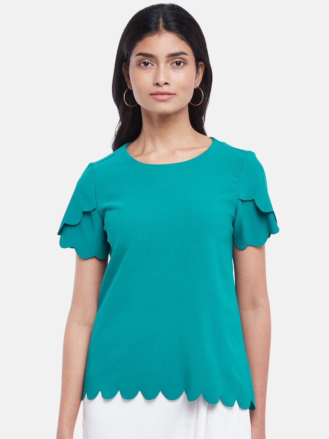 

Honey by Pantaloons Women Teal Solid Top