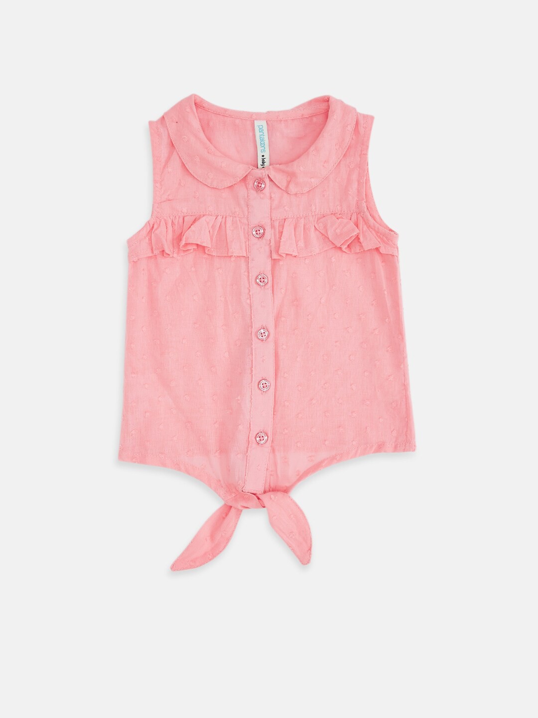 

Pantaloons Baby Girls Peach-Coloured Peter Pan Collar Top