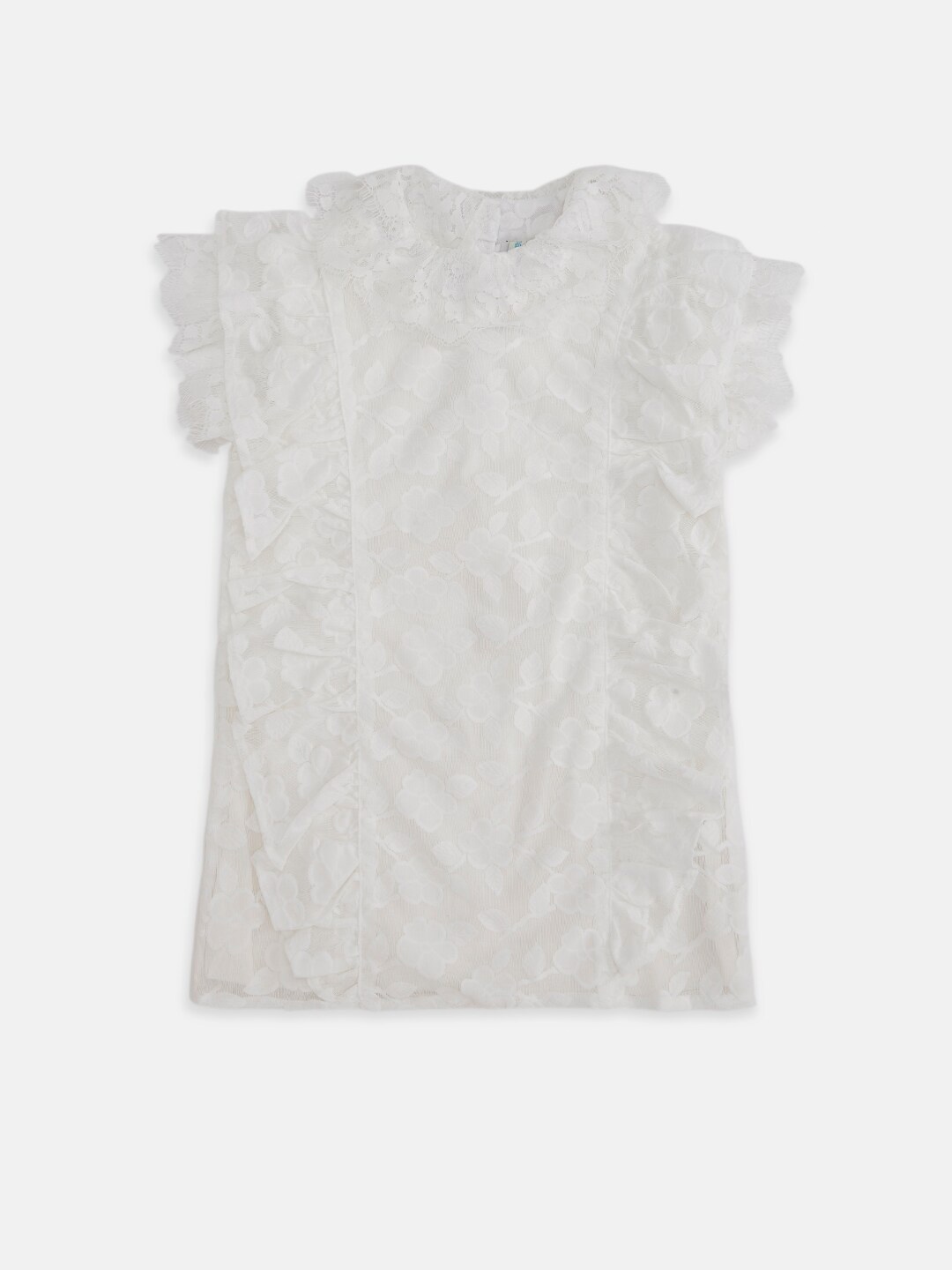 

Pantaloons Junior Girls Off White Self Design Cotton Blend Top
