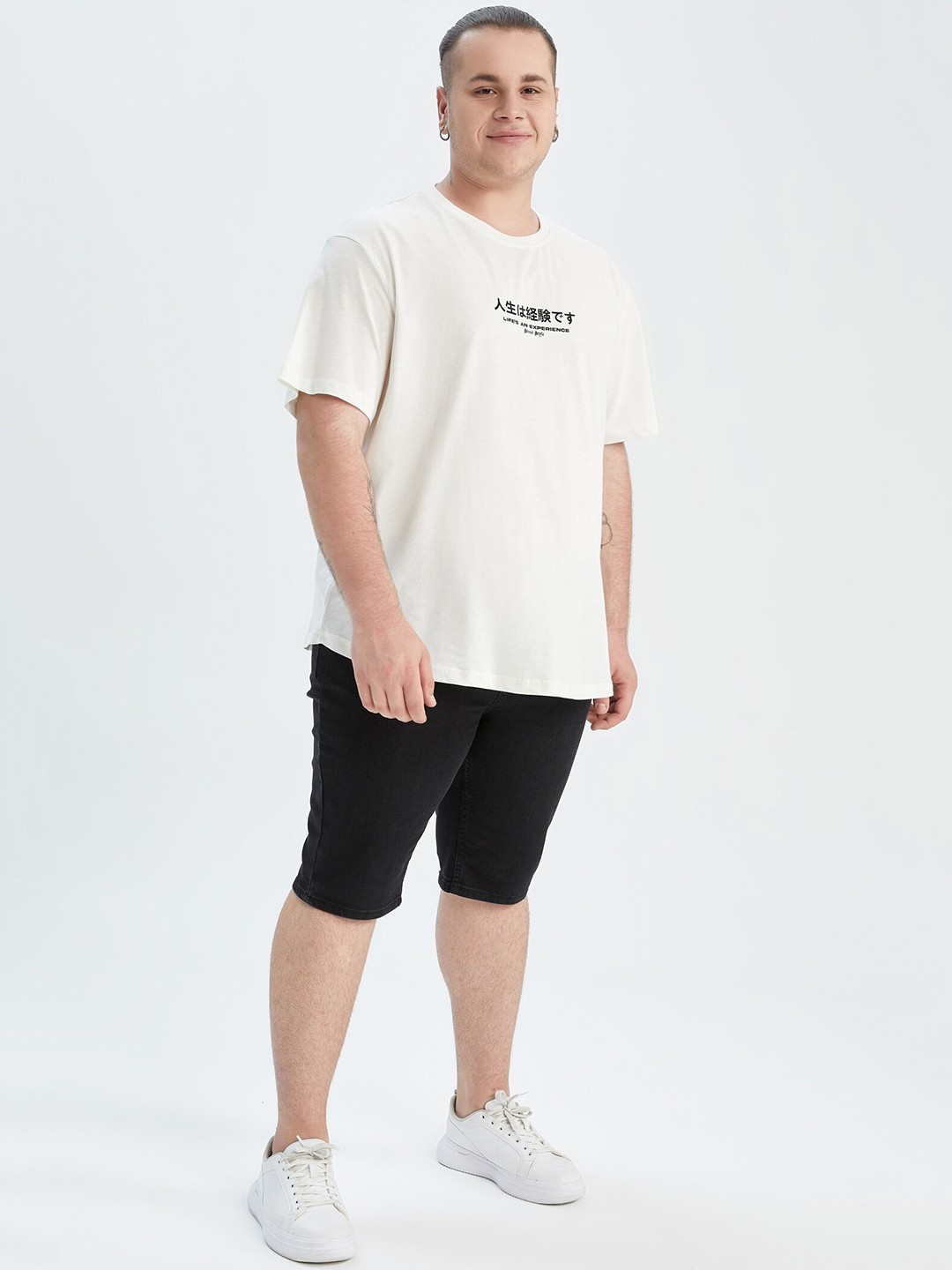 

DeFacto Men Black High-Rise Denim Shorts