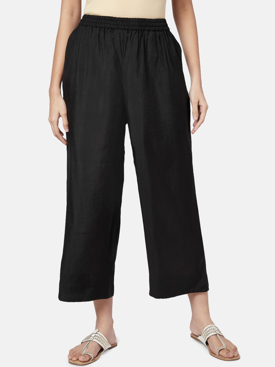 

RANGMANCH BY PANTALOONS Women Black Culottes Trousers