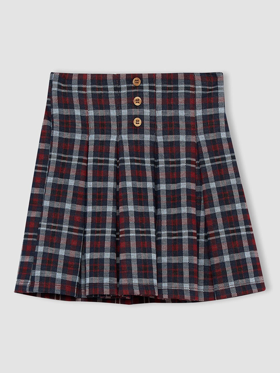

DeFacto Girls Navy Blue & Red Checked Mini Skirts