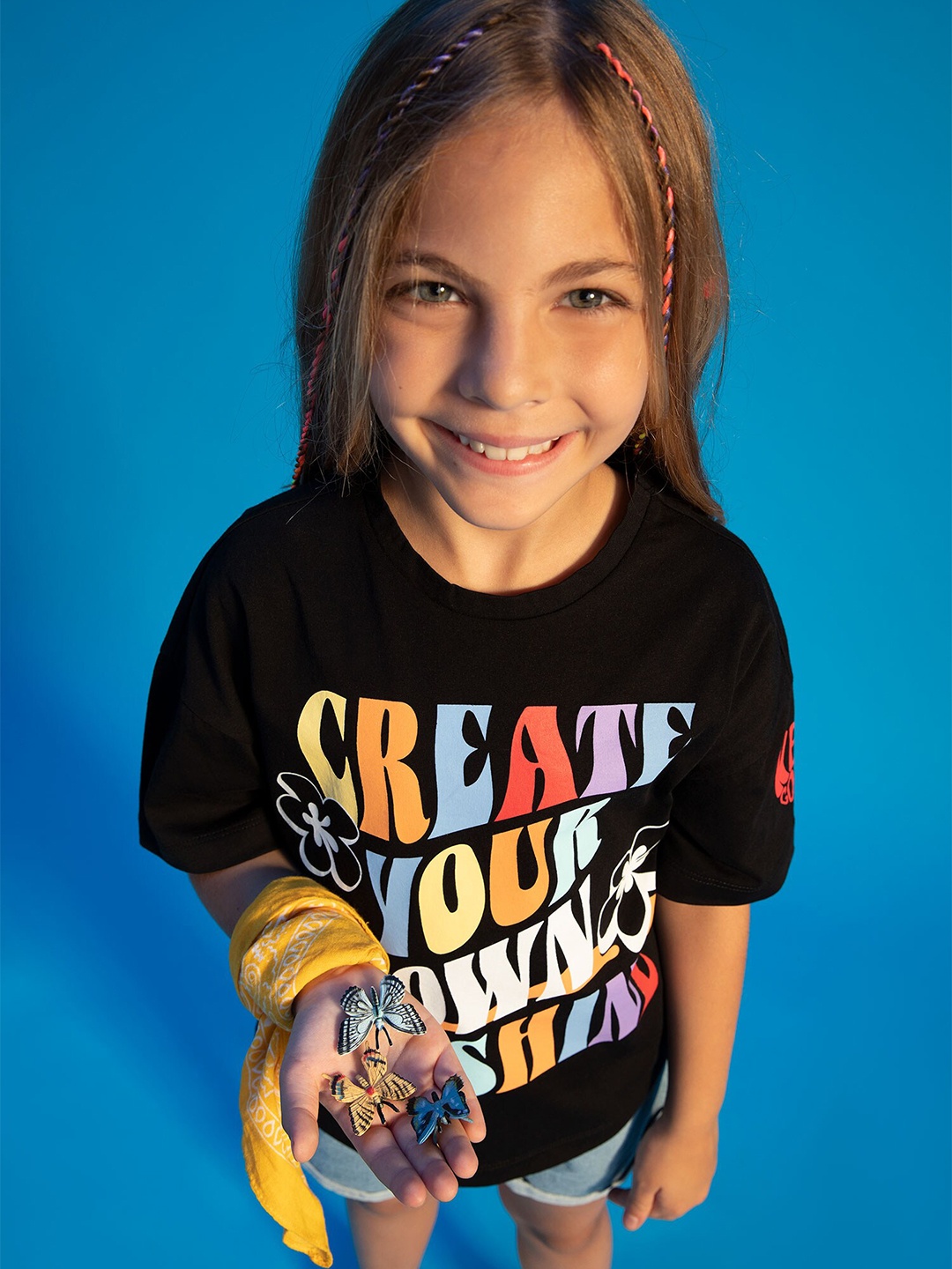 

DeFacto Girls Black Typography Printed T-shirt