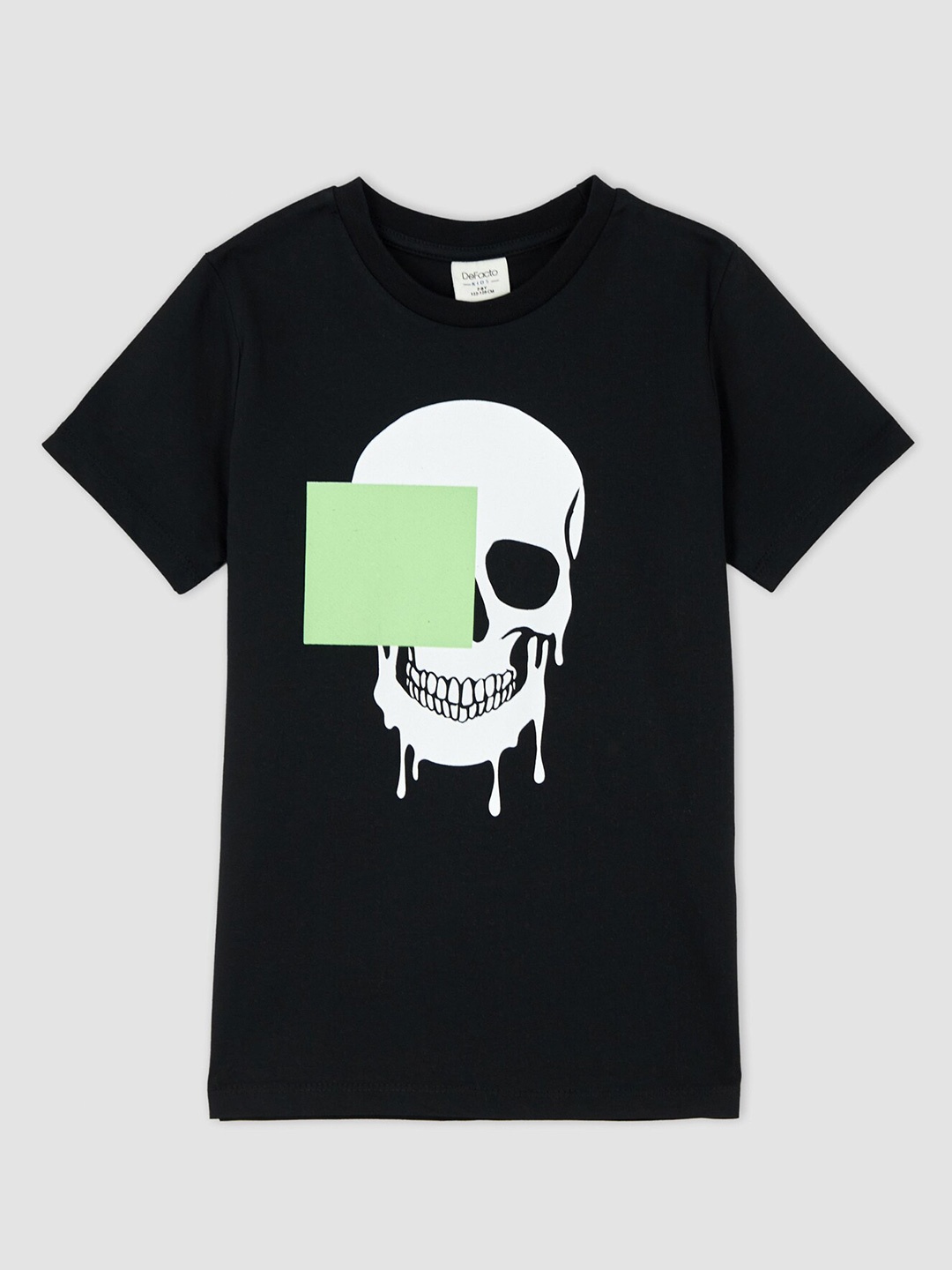 

DeFacto Boys Black & White Printed Round Neck Cotton T-shirt