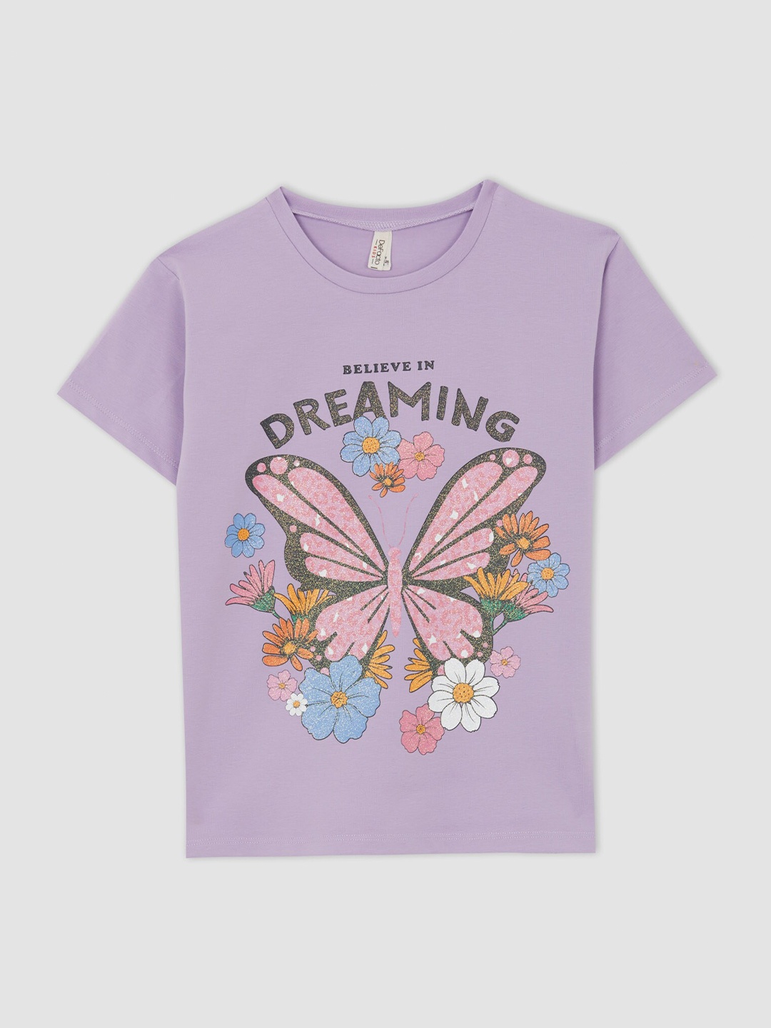 

DeFacto Girls Purple & Pink Floral Printed T-shirt