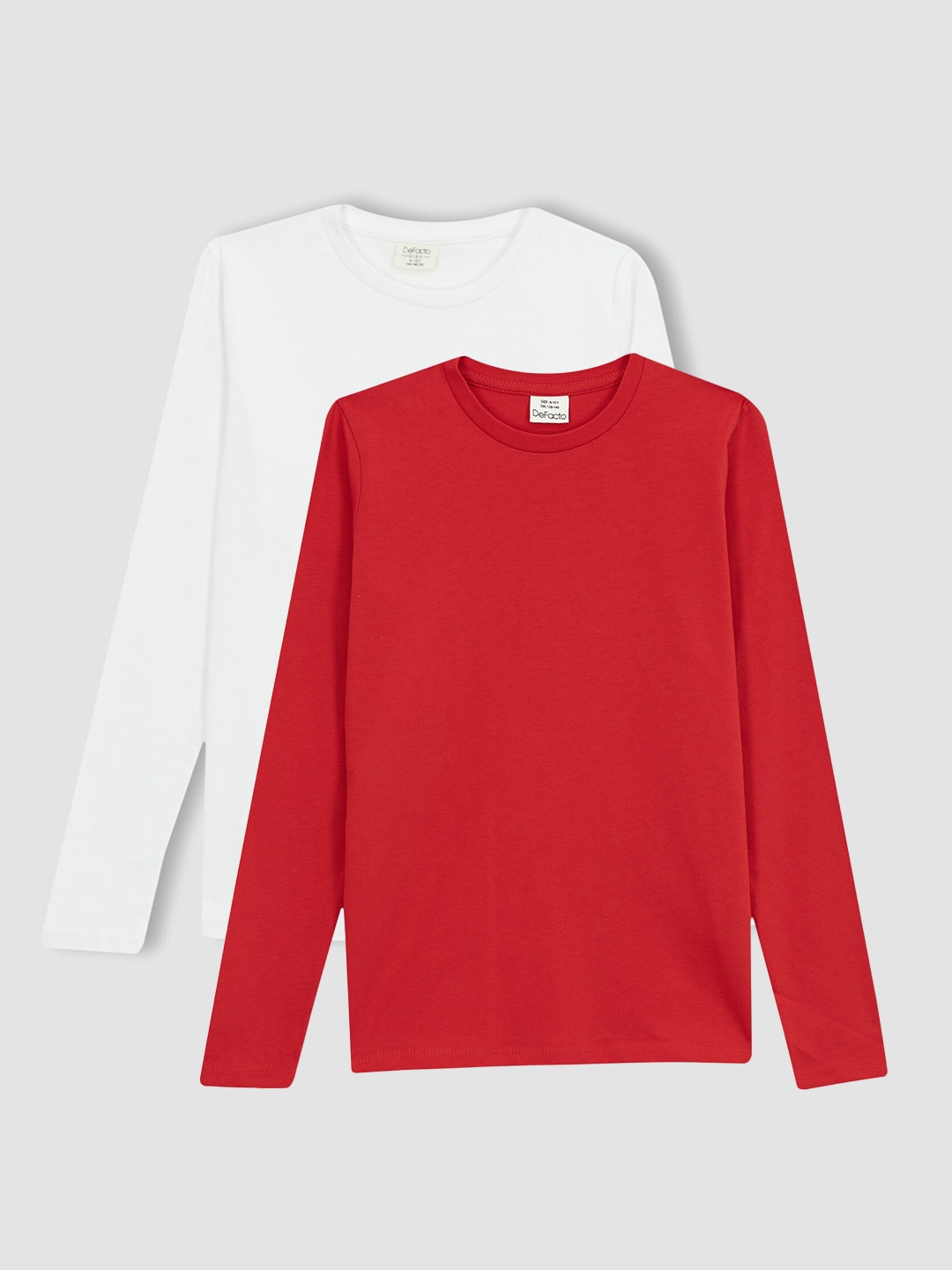 

DeFacto Boys Pack Of 2 White & Red Solid Cotton T-shirt