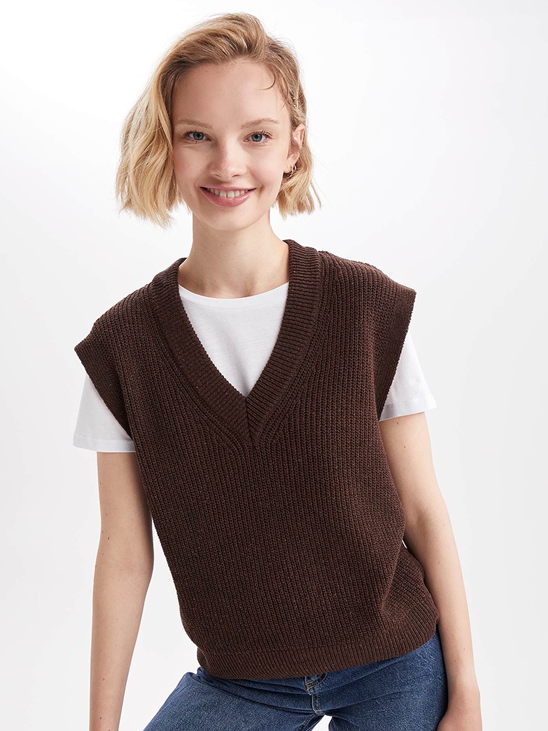

DeFacto Women Brown Sweater Vest