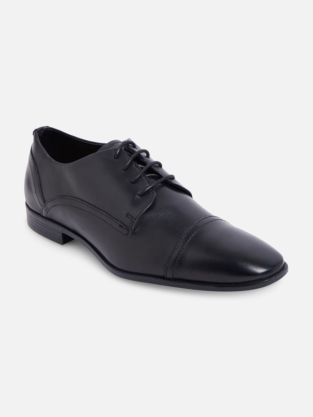

ALDO Men Black Solid Leather Formal Oxfords