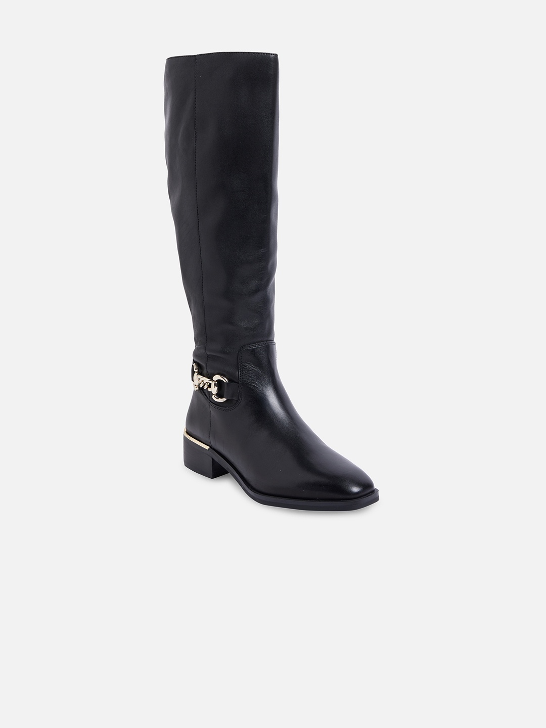 

ALDO Women Black Solid Leather Cowboy Boots