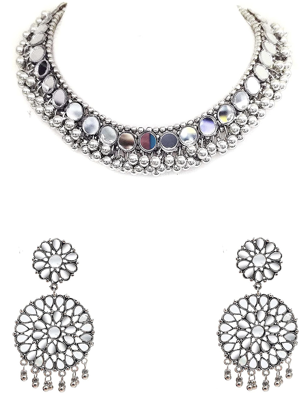 

Krelin Brass-Plated Silver-Toned German Silver Oxidised Jewellery Set