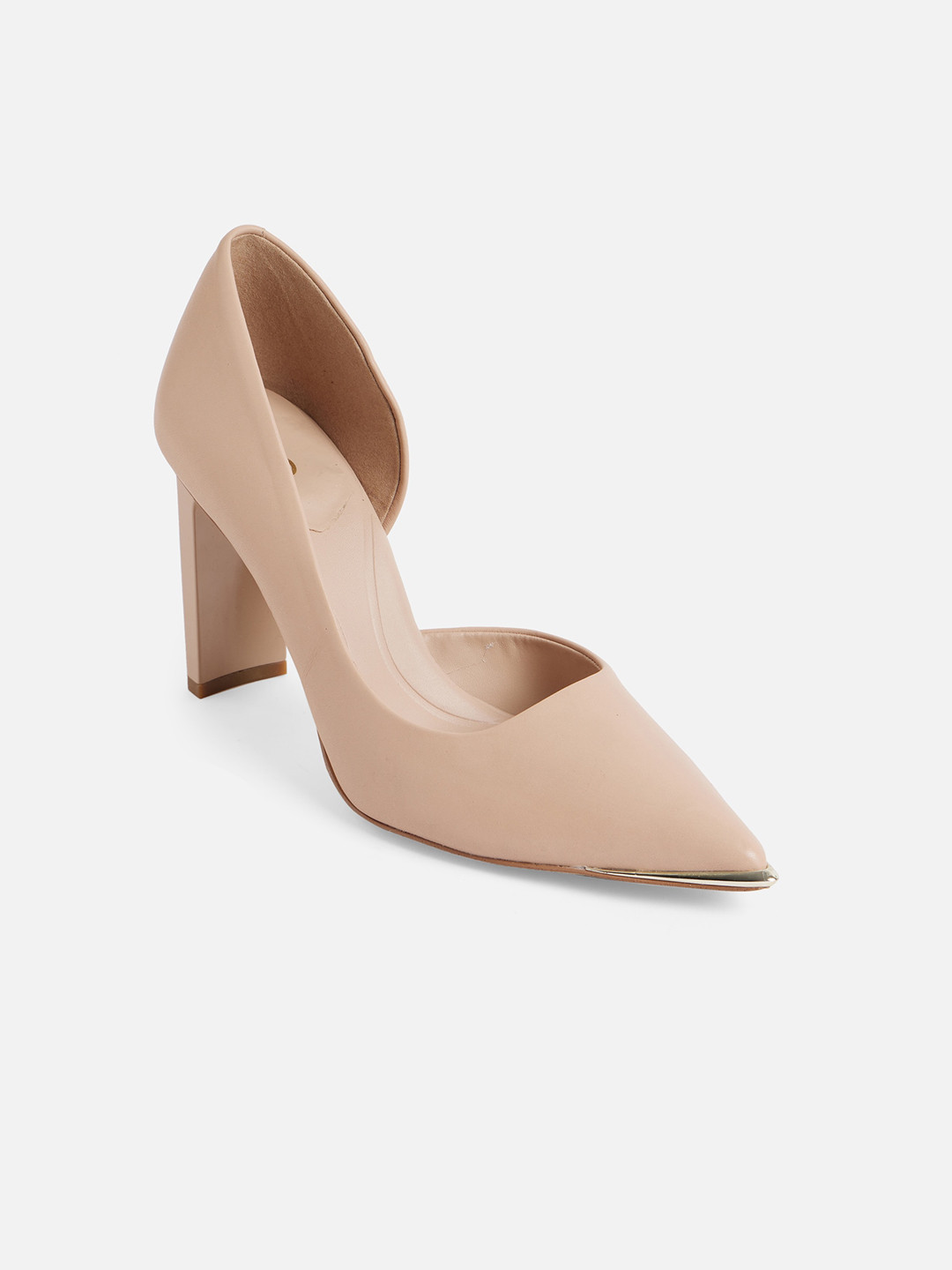 

ALDO Women Cream-Coloured Leather Block Pumps Heels