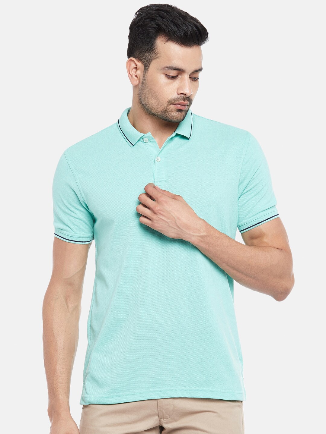 

BYFORD by Pantaloons Men Green Polo Collar T-shirt