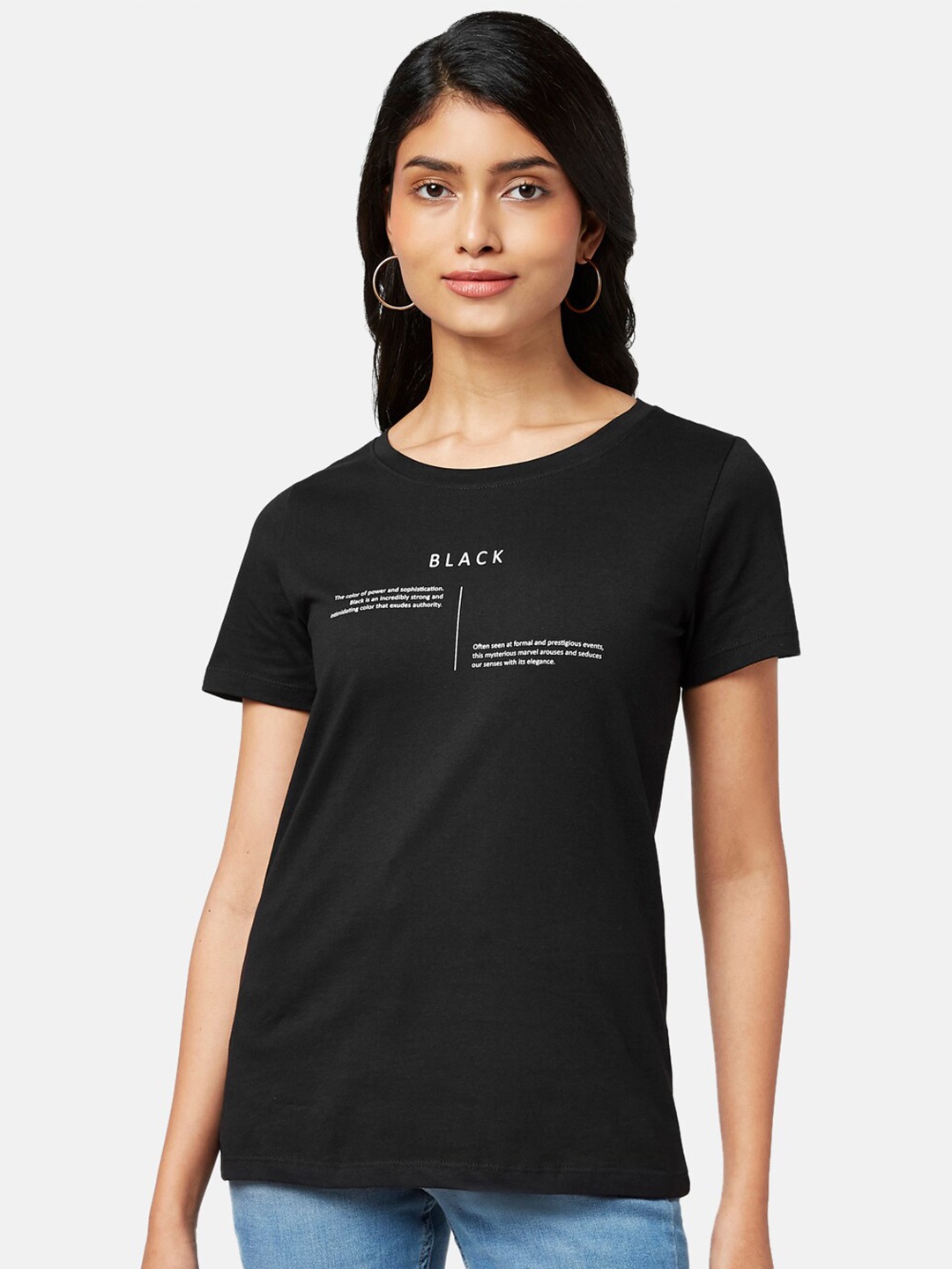 

Honey by Pantaloons Women Black Typography Printed T-shirt