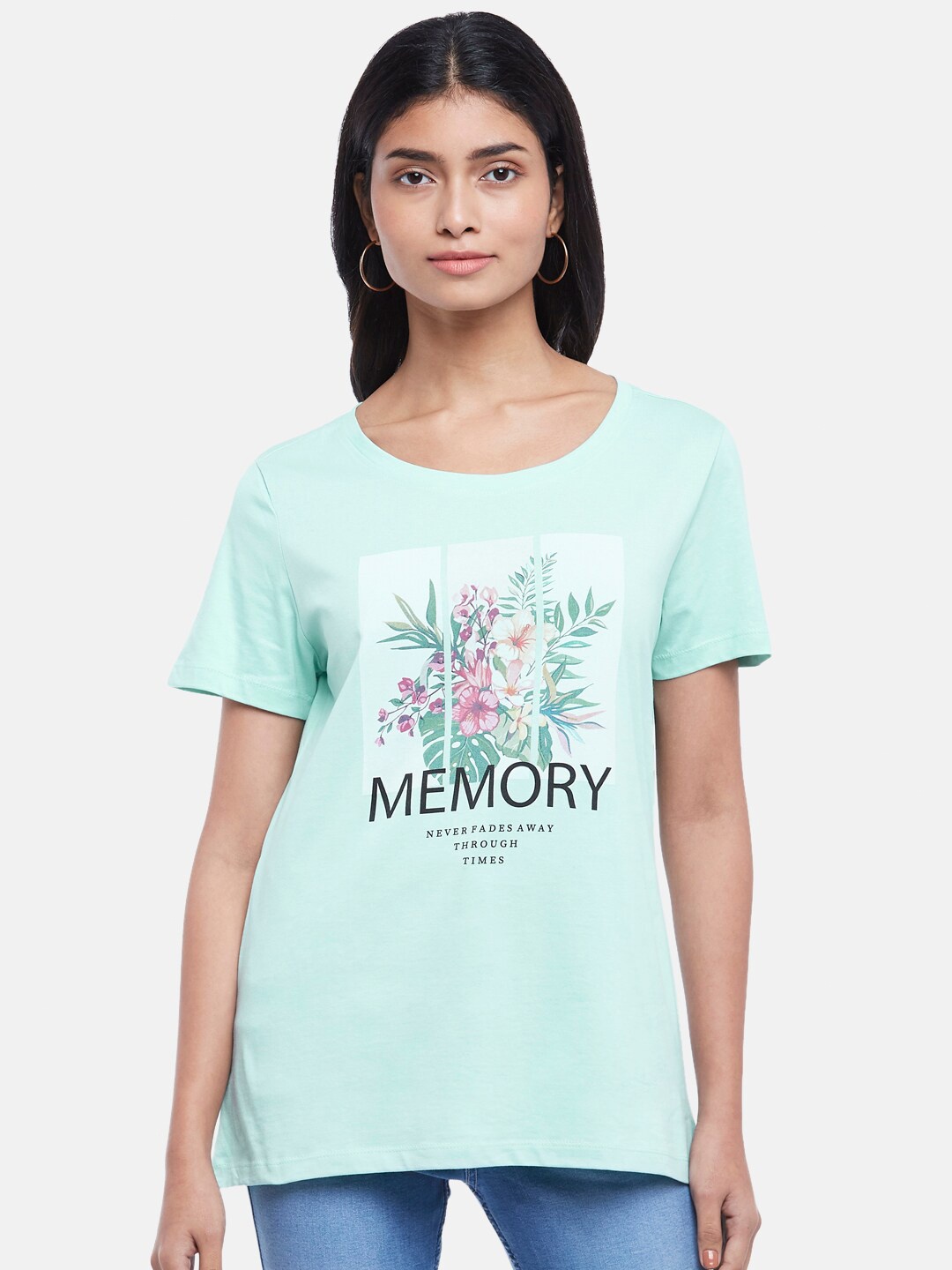 

Honey by Pantaloons Women Blue Printed T-shirt