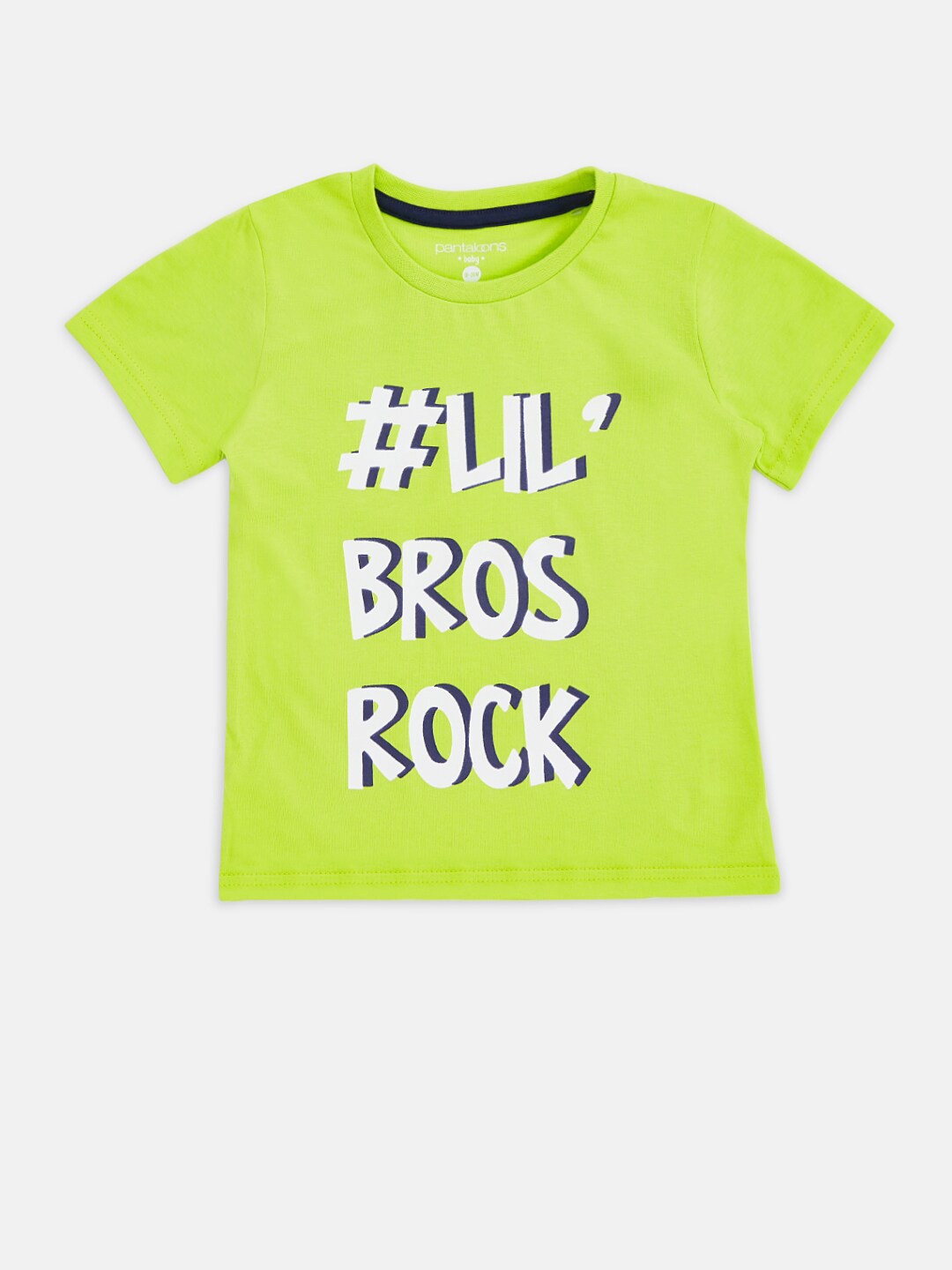 

Pantaloons Baby Boys Lime Green Typography Printed Cotton T-shirt