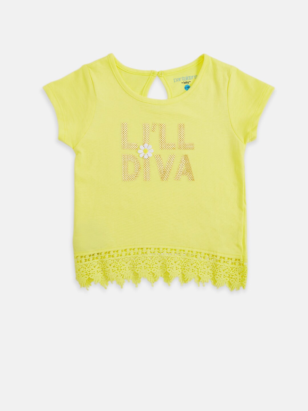 

Pantaloons Baby Girls Yellow Typography Printed T-shirt