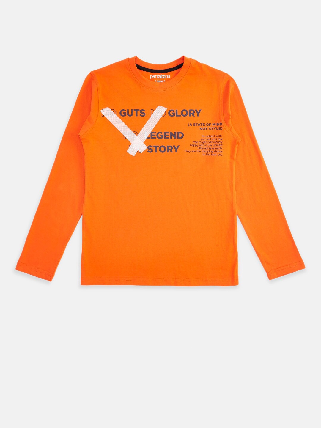 

Pantaloons Junior Boys Orange Typography Printed T-shirt