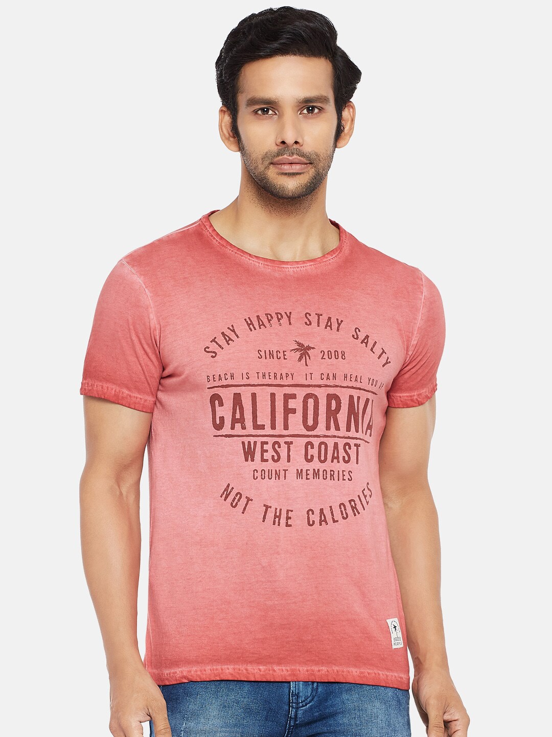 

People Men Rust Typography Printed Cotton T-shirt