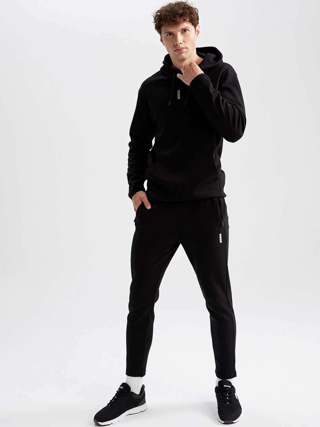 

DeFacto Men Plus Size Black Solid Track Pants