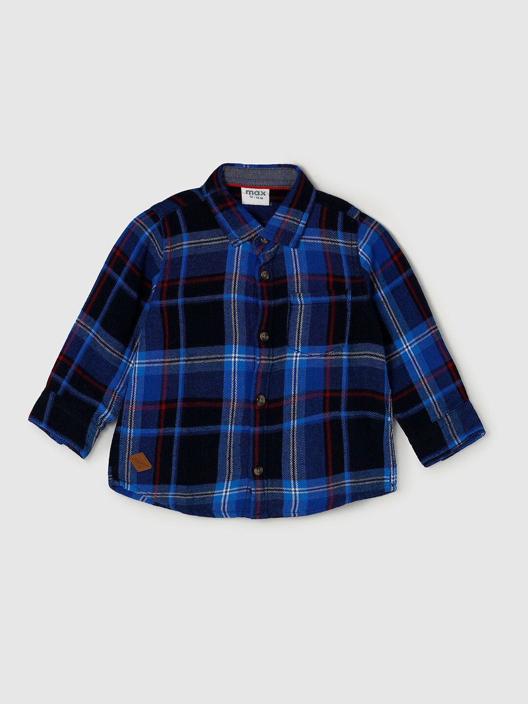 

max Boys Blue & Navy Blue Tartan Checks Pure Cotton Casual Shirt