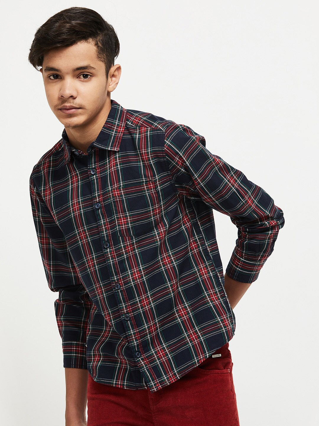 

max Boys Blue & Red Tartan Checks Checked Casual Shirt