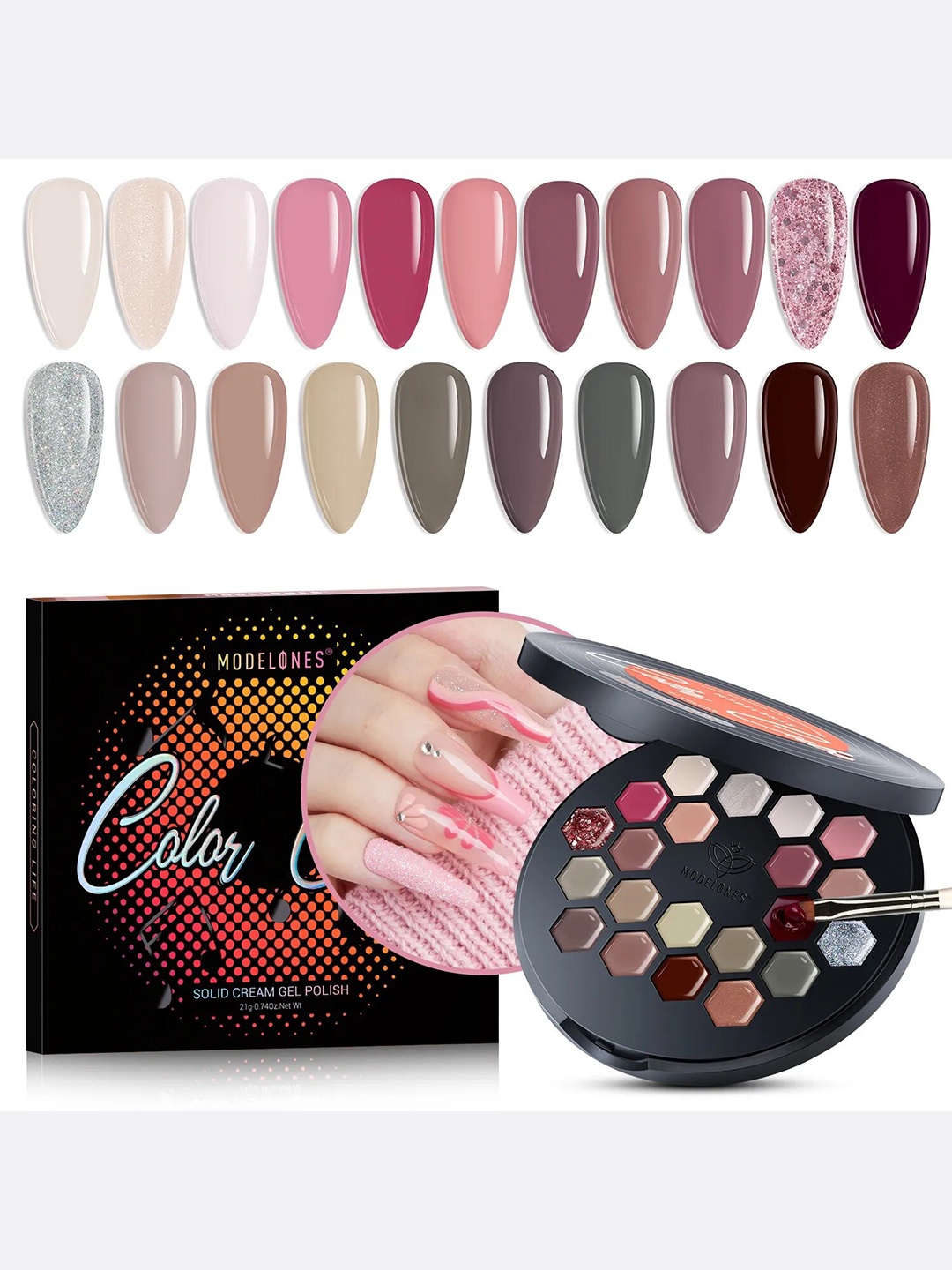 

Modelones Vinyl Record Solid Cream Gel Polish Palette, Beige