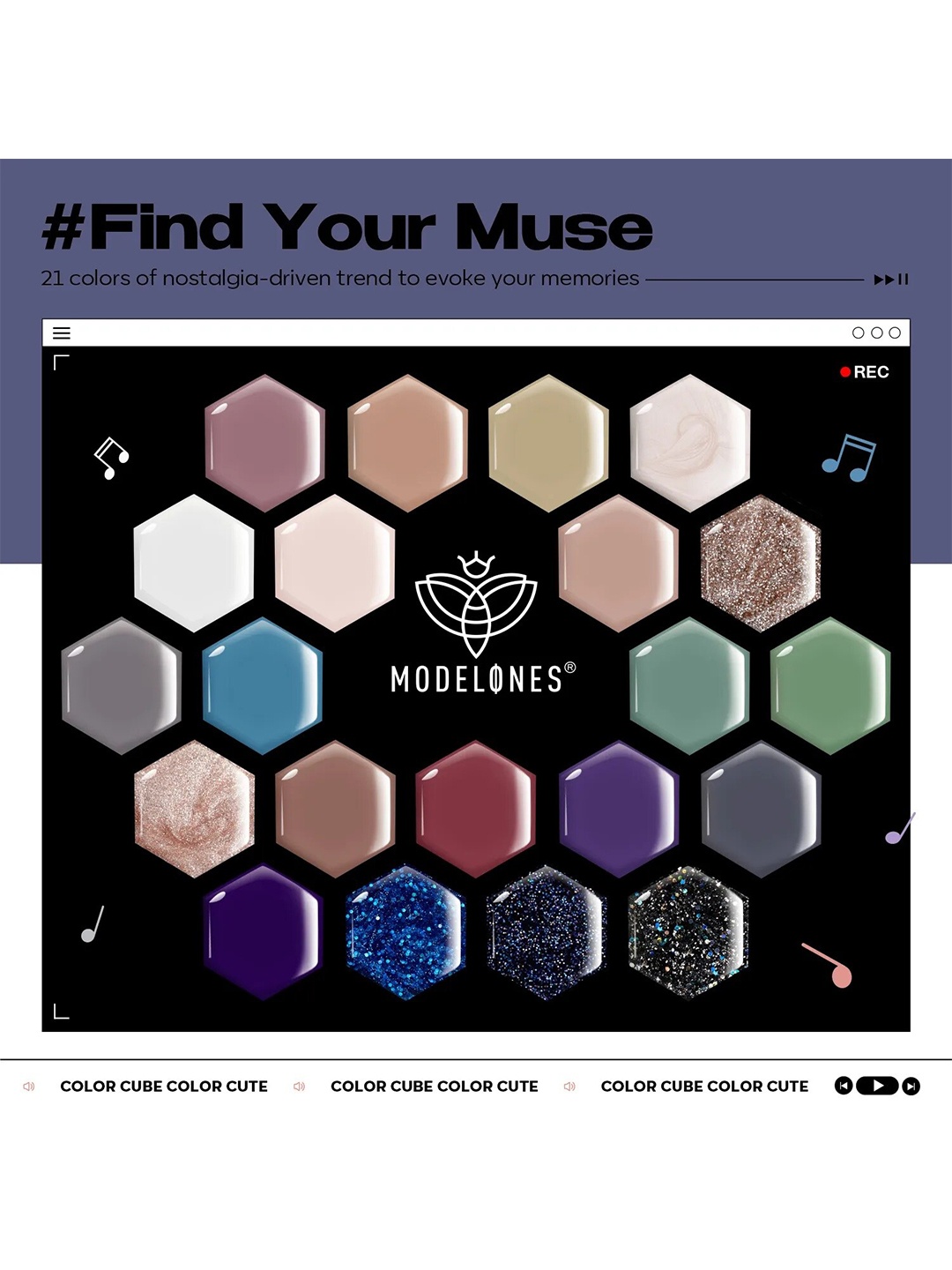 

Modelones Vinyl Record Solid Cream Gel Polish Palette, Multi