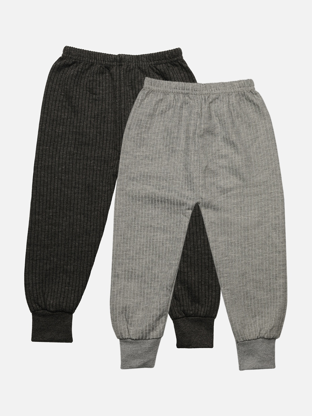 

TINY HUG Boys Pack of 2 Solid Thermal Bottoms, Grey melange