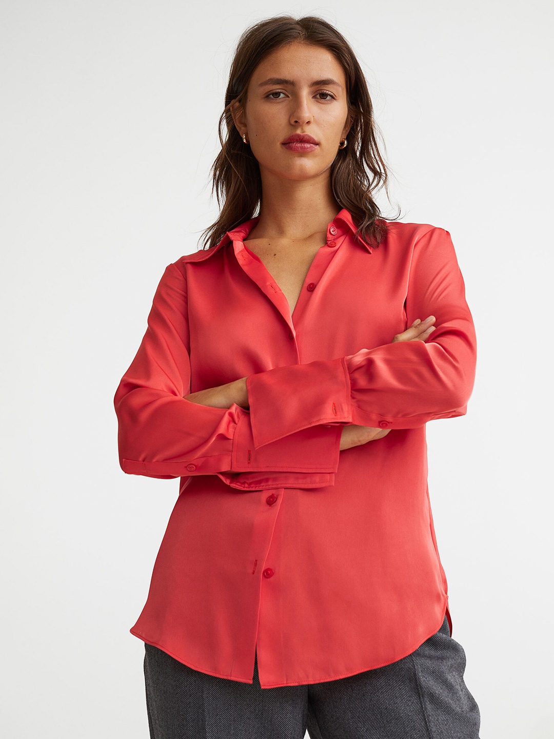 

H&M Women Red Fitted Shirt