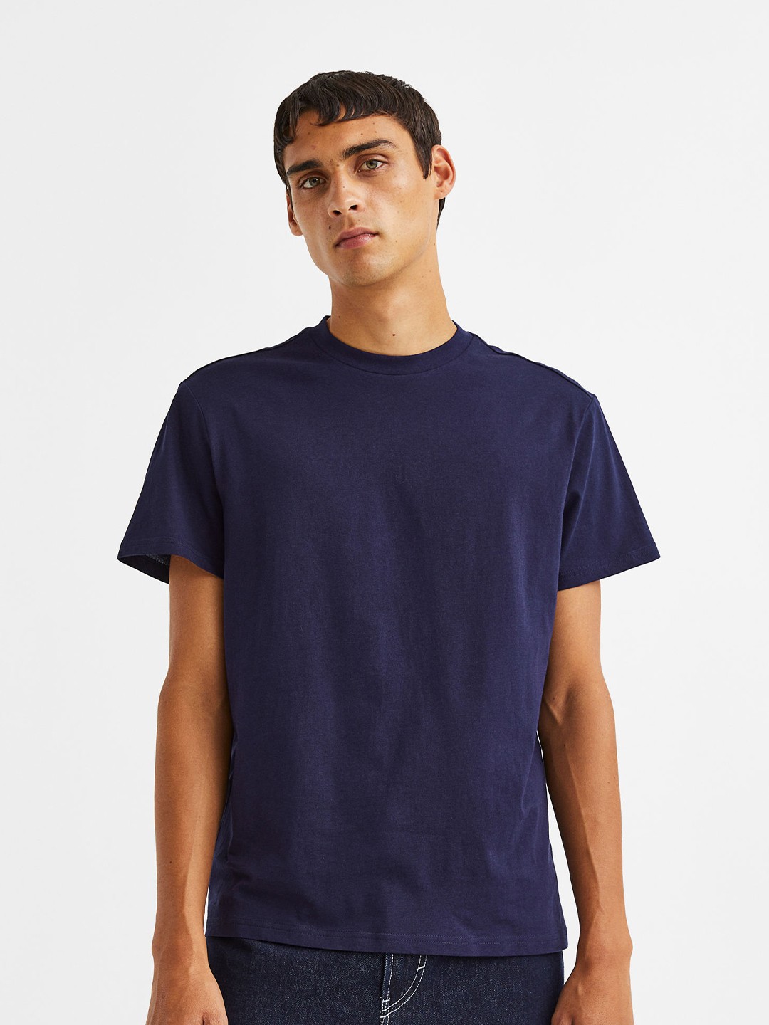 

H&M Men 10-Pack Regular Fit Round Neck T-shirts, Navy blue
