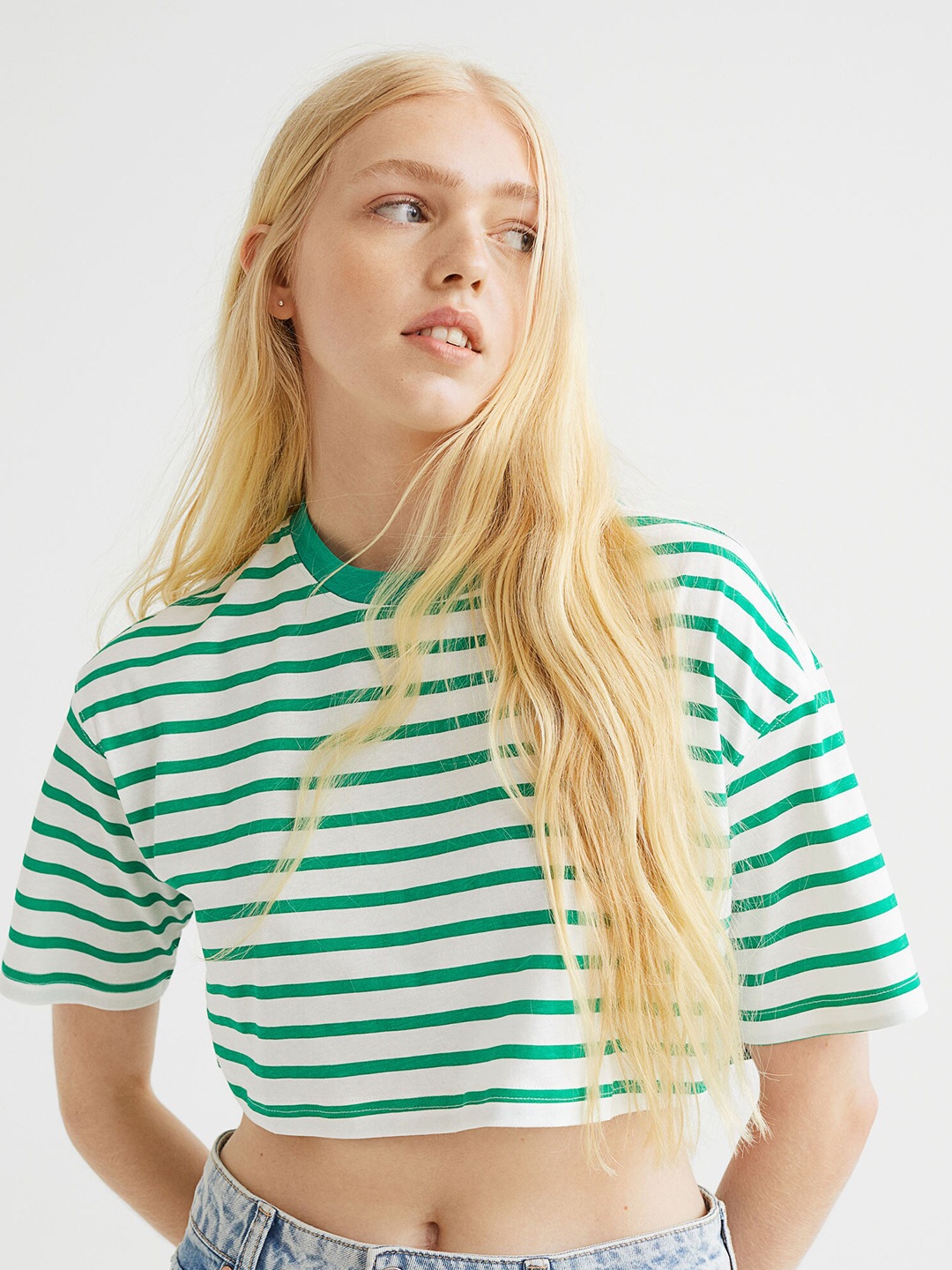 

H&M Woman Cropped cotton T-shirt, Green