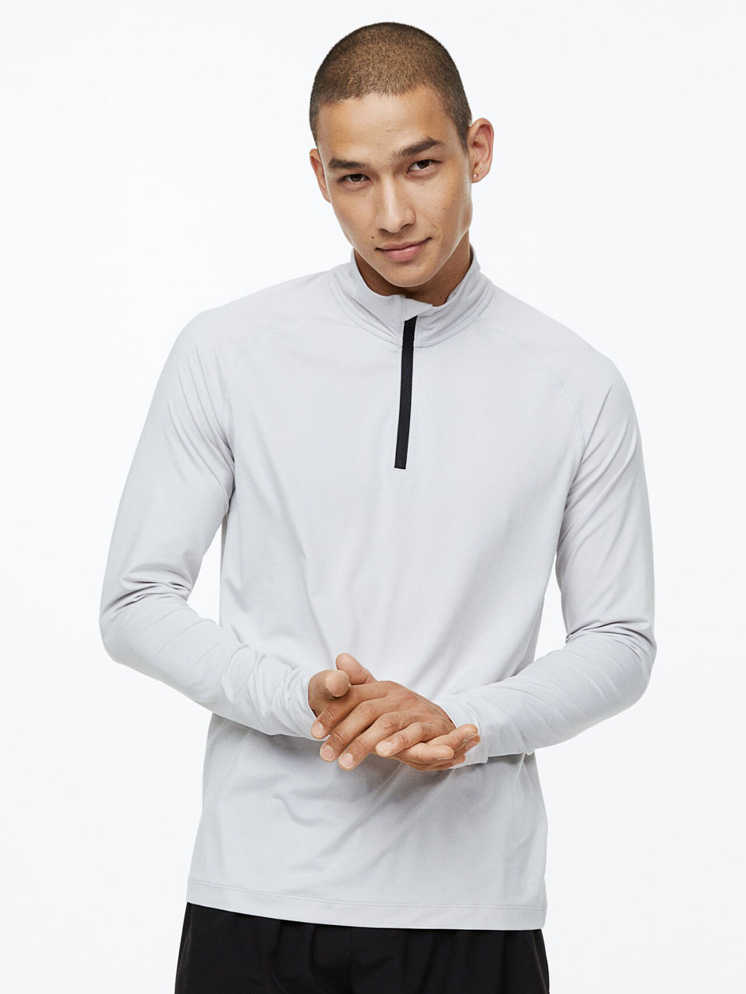 

H&M Men Grey Regular Fit Long-sleeved Sports Top